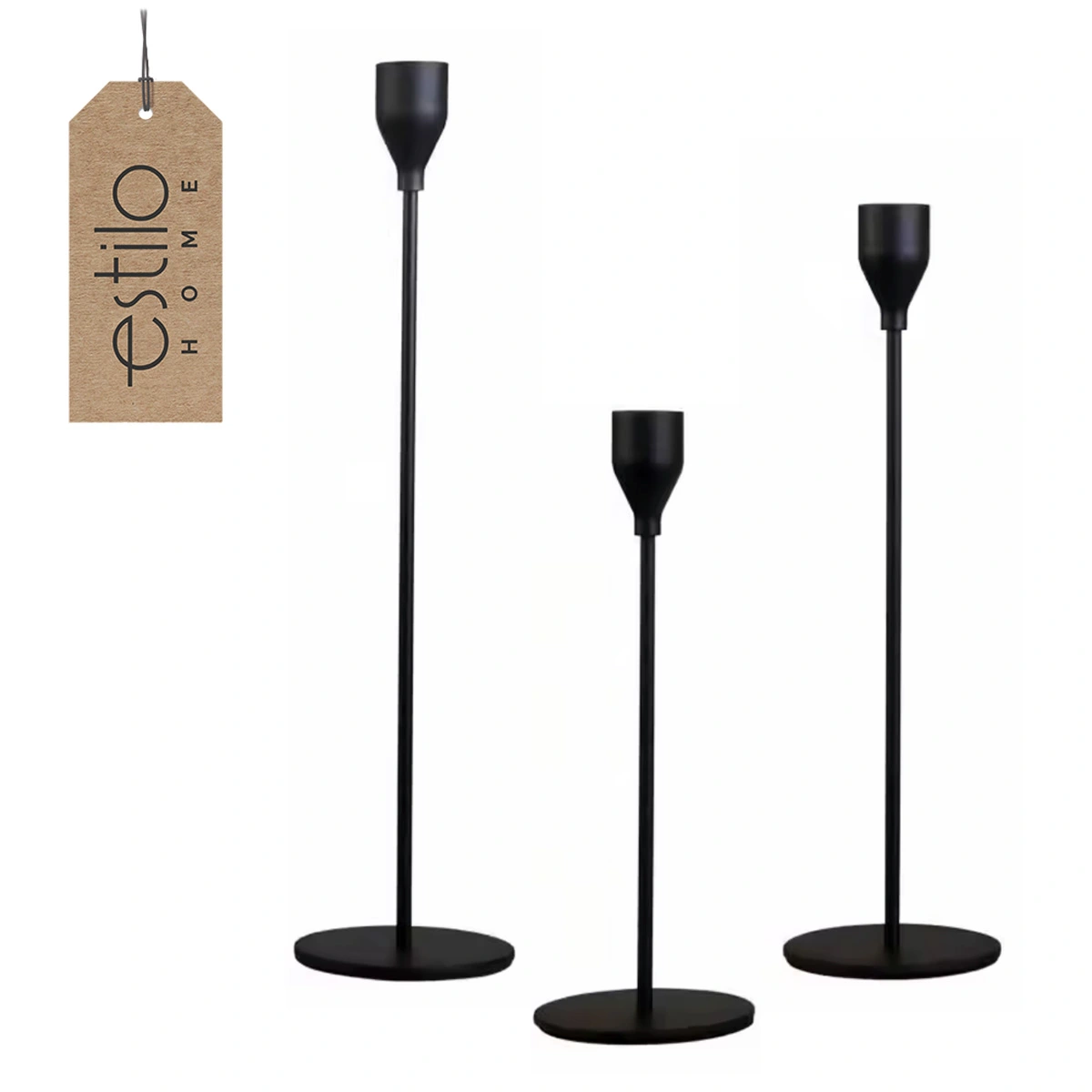 Moderner Schwarzer Weihnachtskerzenhalter – 3er-set