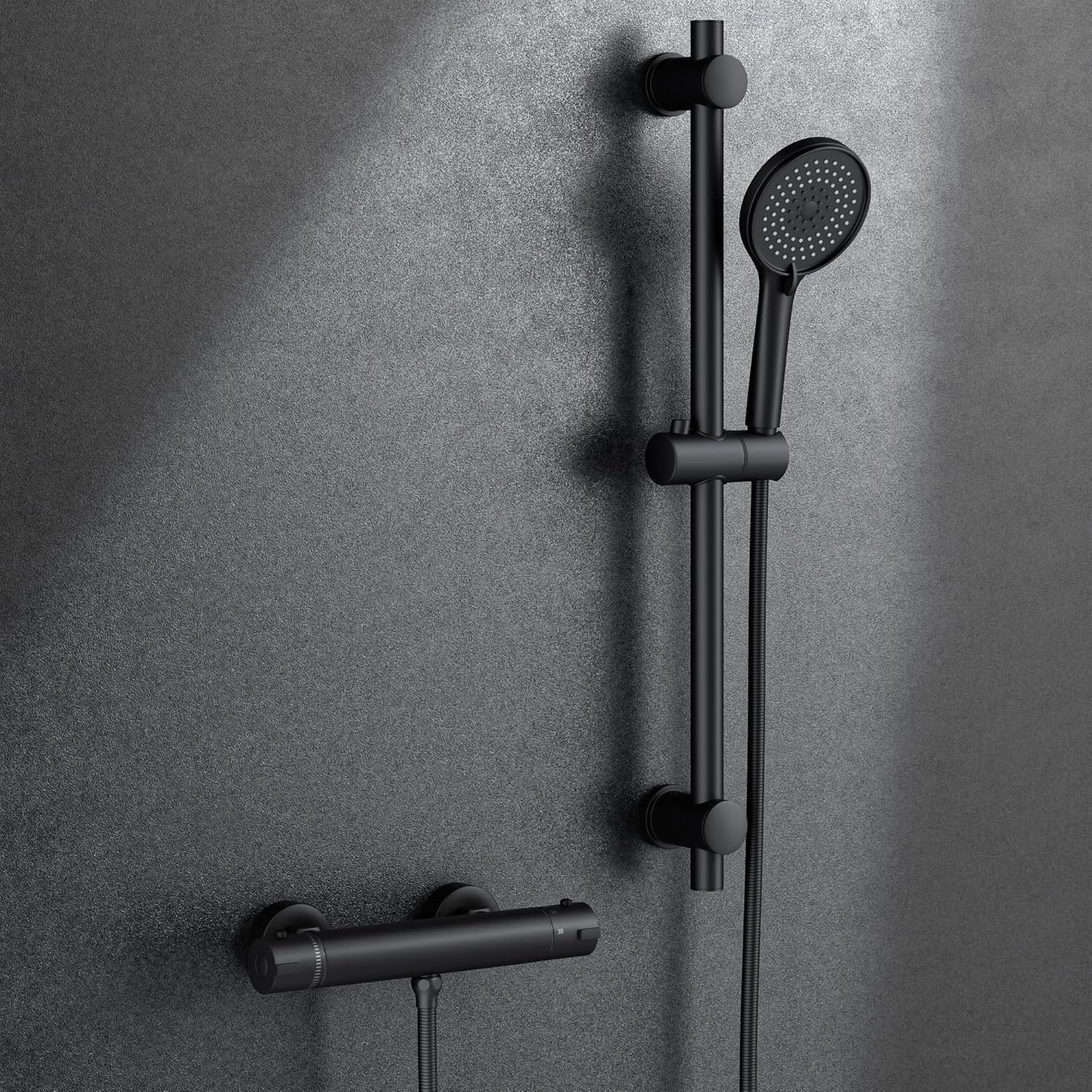 Robinet De Douche Noir Avec Barre De Douche Réglable De 70 Cm, Pommeau De Douche Noir Avec Douchette Et Tuyau De Douche De 150 Cm De Long