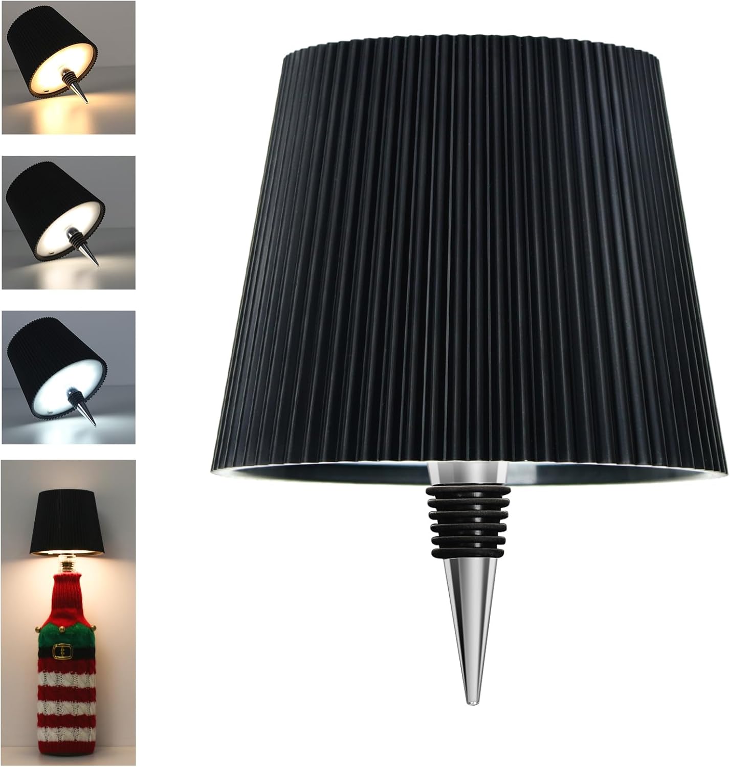 Lampe Bouteille Led Noire, Rechargeable Par Usb-c, Sans Fil, Ip54, 3 Niveaux De Température Réglables, Pour Bouteilles En Verre, Tables, Balcons, Terrasses, Camping, Fêtes