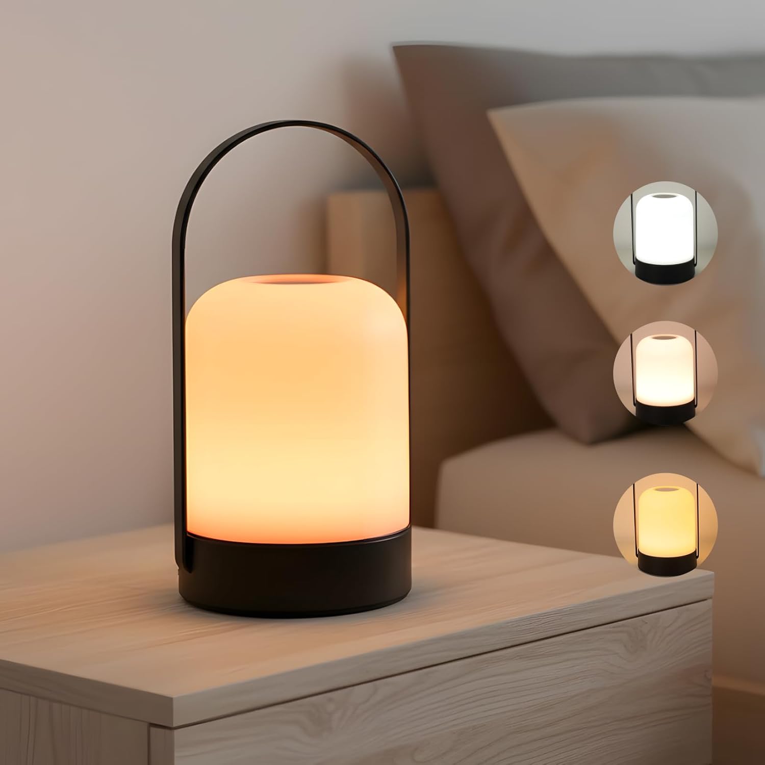 Lampe De Nuit Tactile Rechargeable, Lampe De Table Led Rechargeable À 3 Couleurs, Lampe De Chevet Portable Avec Batterie Usb Pour Chambre À Coucher, Chambre D'Enfant, Camping Et Éclairage D'Ambiance