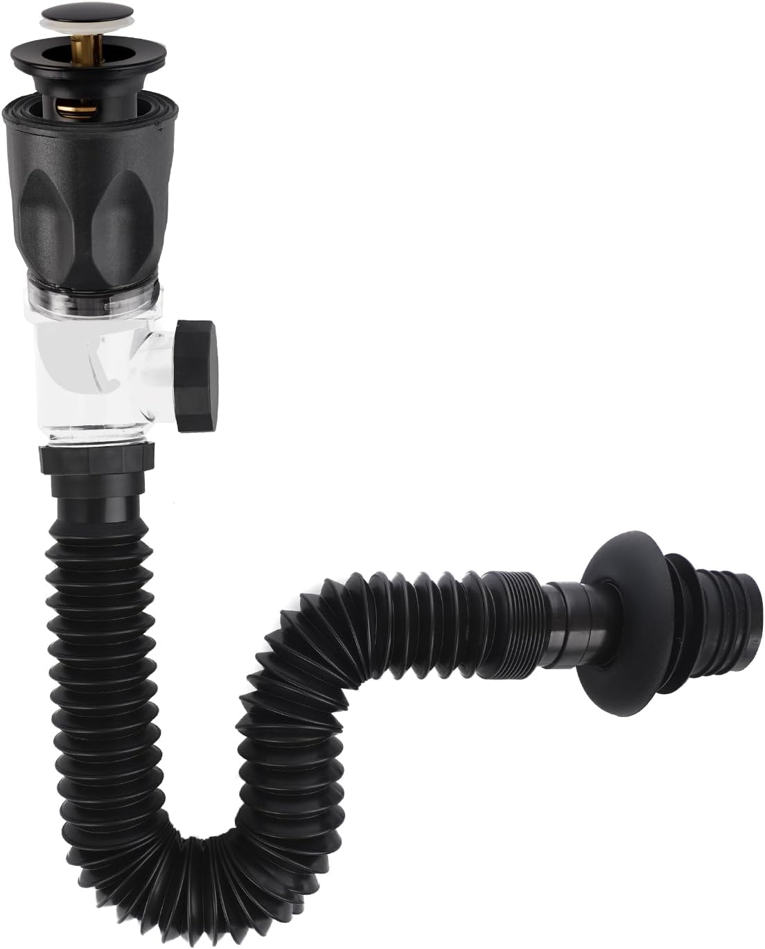 Évacuation Pour Évier, Évacuation Universelle Pour Lavabos Avec Tuyau D'Évacuation Flexible, Évacuation Pour Éviers De Cuisine Et De Salle De Bain, Étanche Et Anti-odeur – Noir