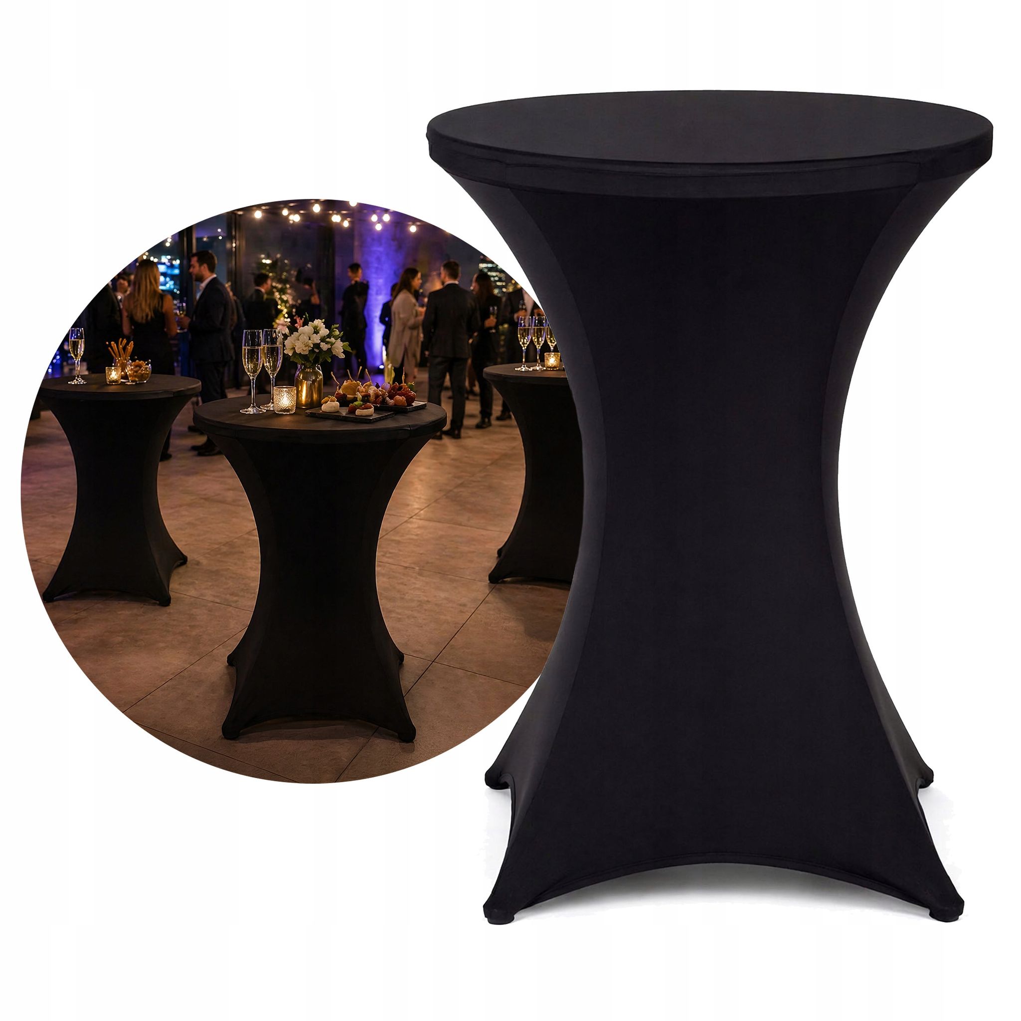 Runde Tischdecke 80 Cm Elastisch Nuforma Banquet Schwarz