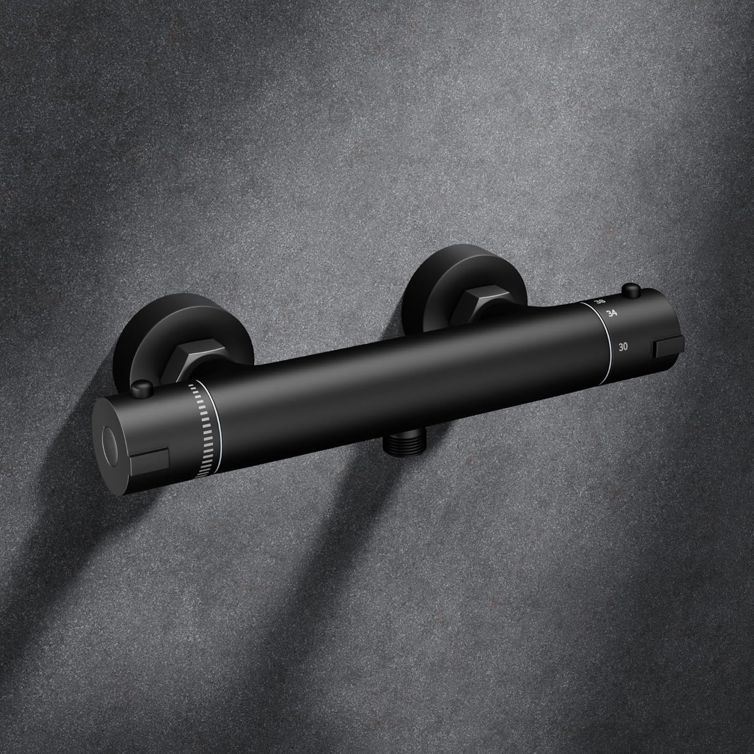 Robinet De Douche Noir, Robinet De Douche Thermostatique Mural Avec Protection Contre Les Brûlures, Robinet De Douche Thermostatique Noir, Forme Ronde, Noir