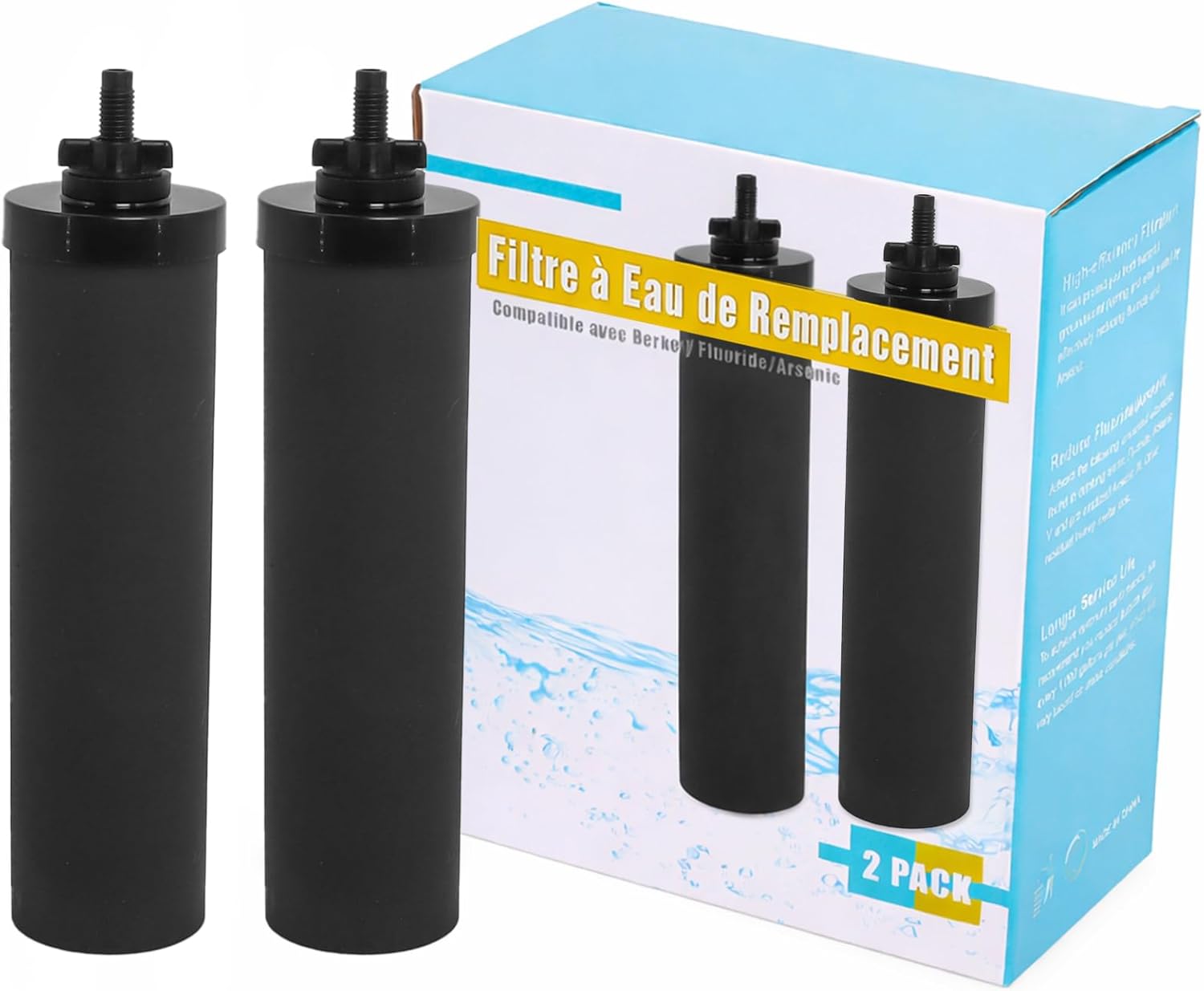 Filtre À Eau Compatible Avec Les Éléments Filtrants Berkeyy, Cartouche Noire, Filtre À Eau Haut De Gamme Compatible Avec Les Modèles Series Travel Big Royal Imperial Crown Light (2 Pièces)