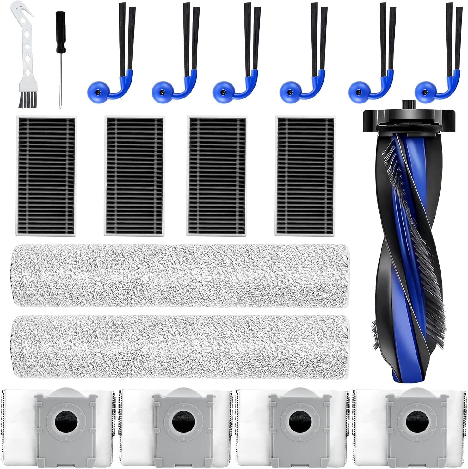 Ensemble De 19 Pièces De Rechange Pour L'Aspirateur Robot Ecovacs Deebot T90 Omni / T90 Pro Omni, Comprenant 1 Brosse Principale, 6 Brosses Latérales, 4 Filtres Et 2 Rouleaux.