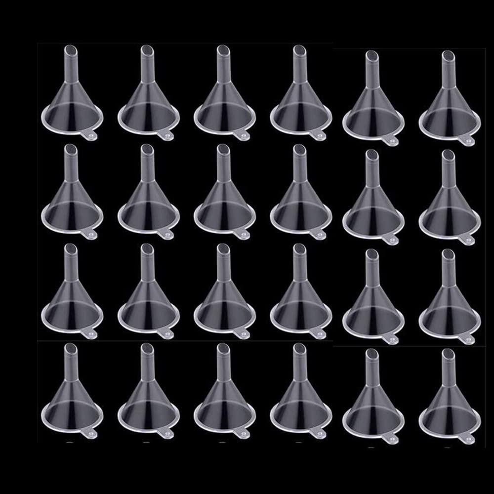 Mini-entonnoirs, 24 Pièces D'Entonnoirs En Plastique Transparent, Petits Entonnoirs Pour Remplir Des Flacons De Parfum, Des Huiles Essentielles Et Des Flacons De Laboratoire