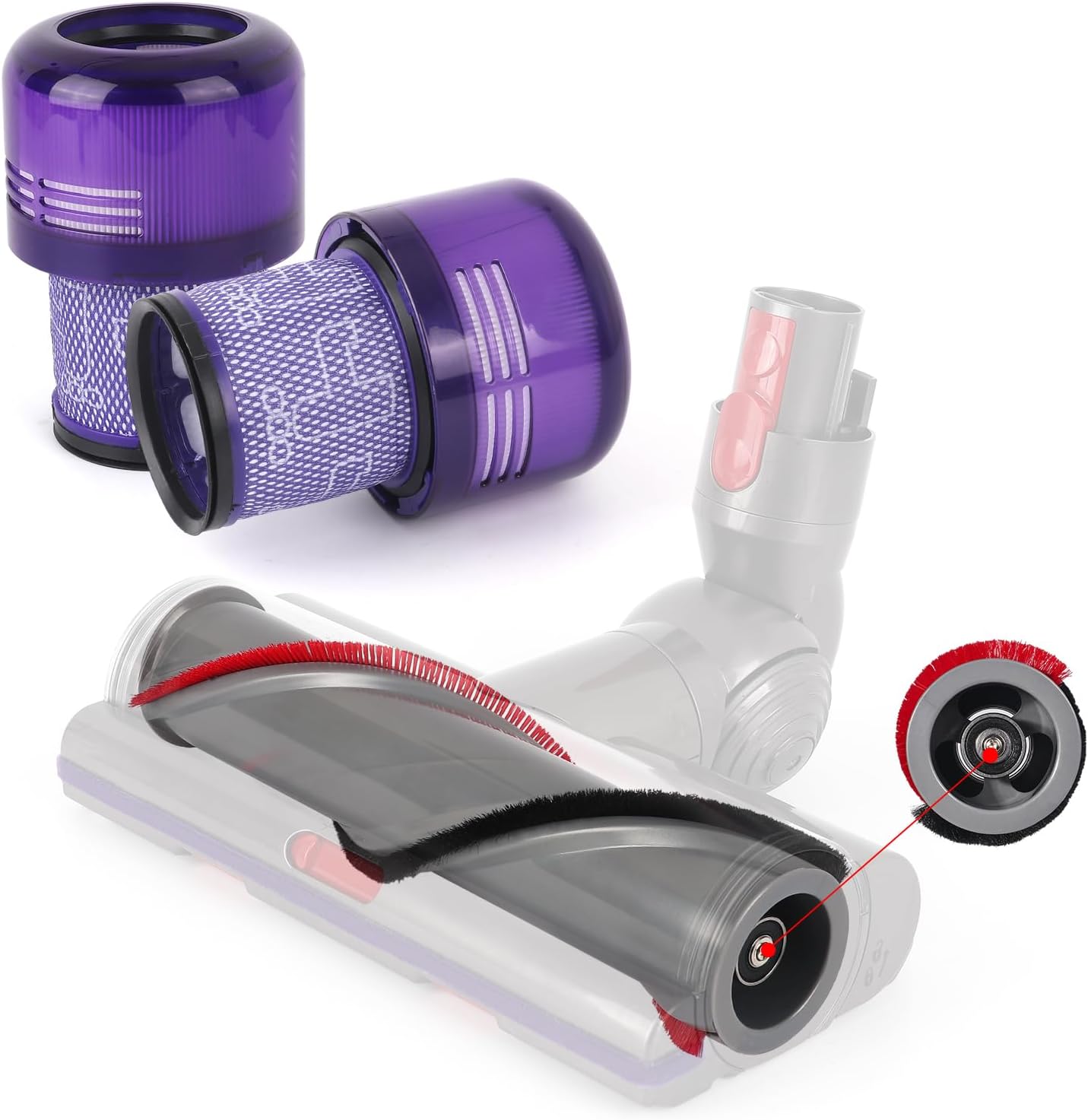 Brosse Rotative Et Porte-filtre Hepa Compatibles Avec Les Aspirateurs Sans Fil Dyson V11 Animal, V11 Torque Drive Et V15 Detect, Pièces De Rechange Pour 970013-02, 970100-05 Et 969331-01