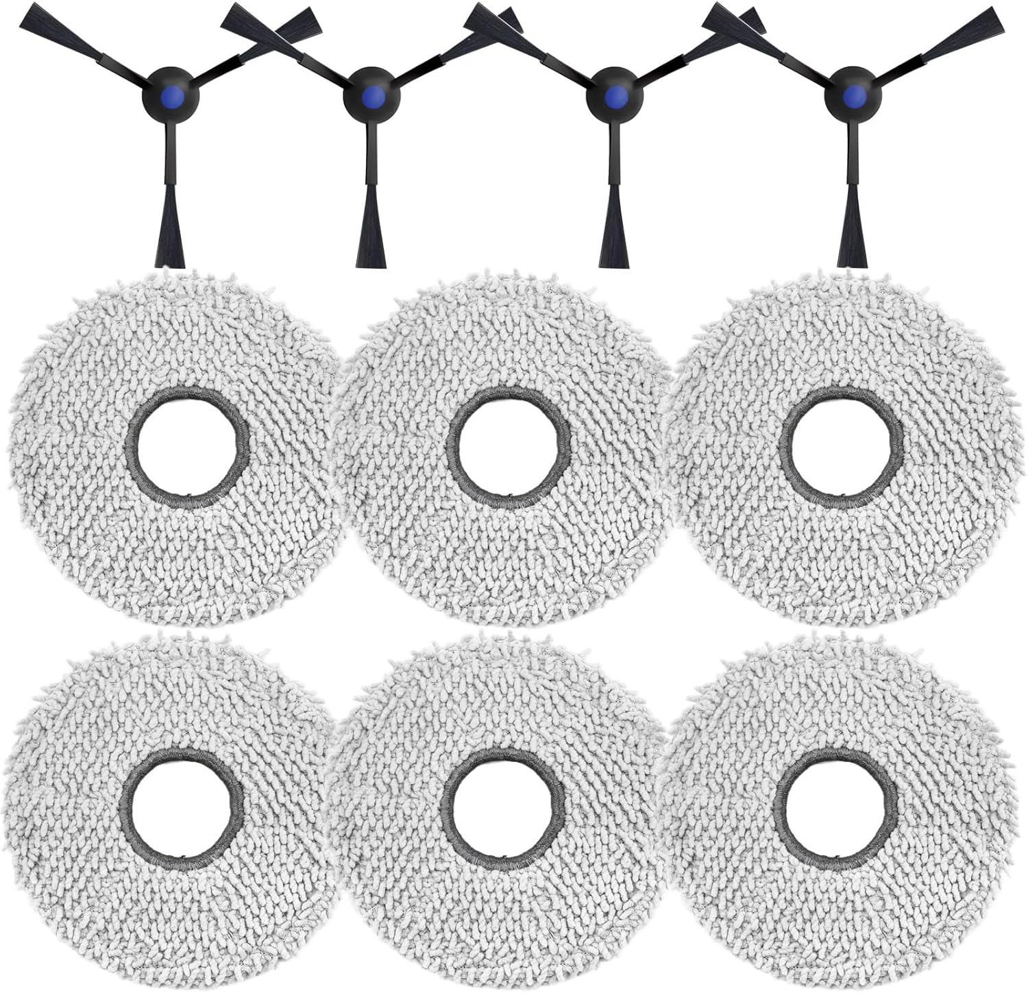 Accessoires Pour Aspirateur Robot Ecovacs Deebot T30 Pro Omni / T30s Complete Combo : Chiffons De Nettoyage Et Brosses Latérales (pièces De Rechange), 6 Chiffons De Nettoyage Et 4 Brosses Latérales.