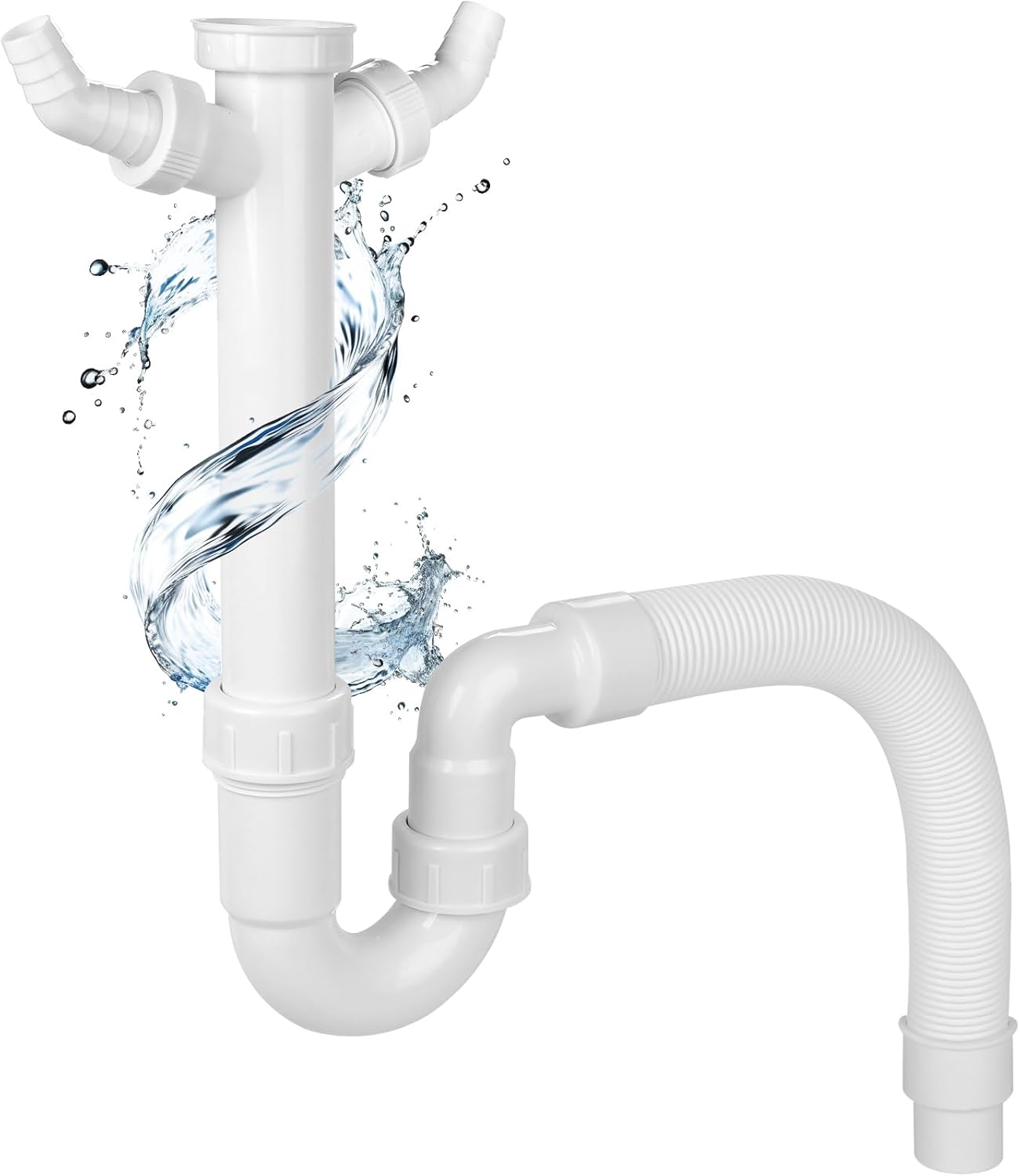 Siphon Pour Éviers De Cuisine, Raccord Universel G 1 1/2", Évacuation D'Évier, Tuyau D'Évacuation Flexible, Siphon Flexible, Pour Évier, Lave-vaisselle Et Machine À Laver.