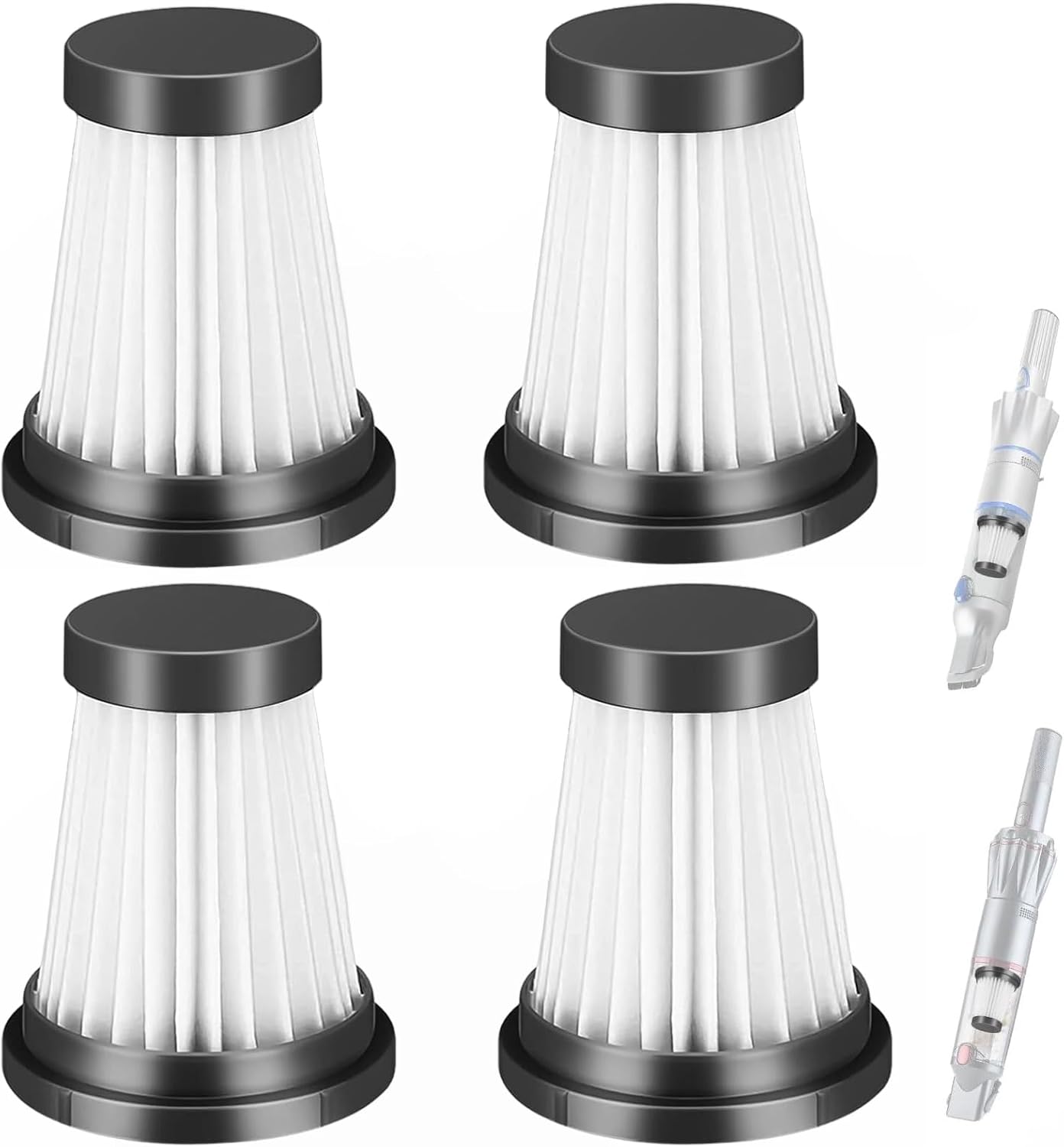 Lot De 4 Filtres Hepa De Rechange Pour Aspirateurs Sans Fil, Compatibles Avec Les Modèles Moosoo K12, K12 Pro, K13, Genius Invictus One 1.0, X7/2.0 Et Foxnovo 13kpa (accessoires De Filtration).