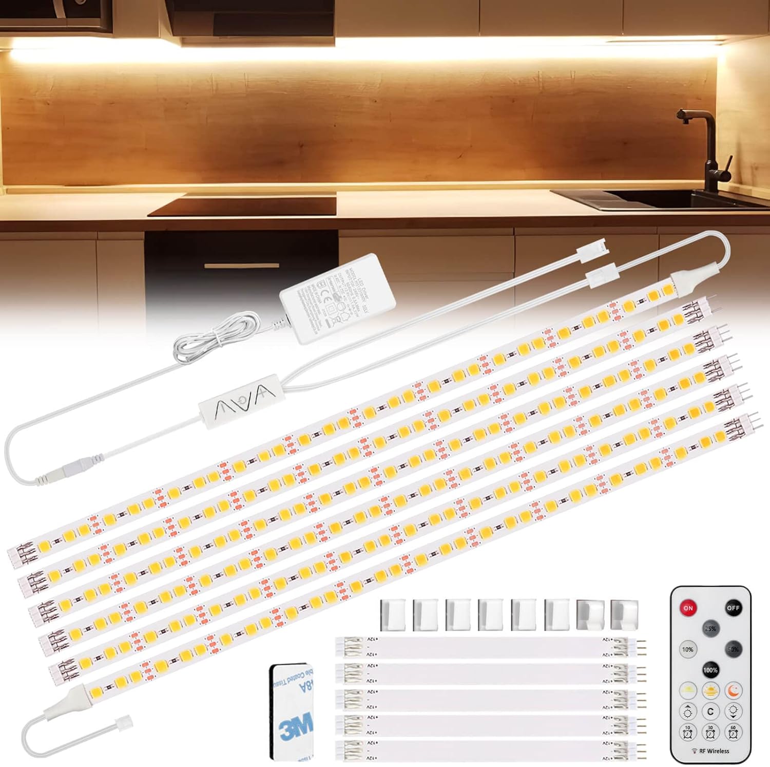 180 Bandes Led, 2700 K Blanc Chaud, 3 M, 12 V, Incluant Télécommande Et Prise, Éclairage Sous Meuble Dimmable Pour Meubles, Escaliers, Armoires, Cuisines Et Étagères