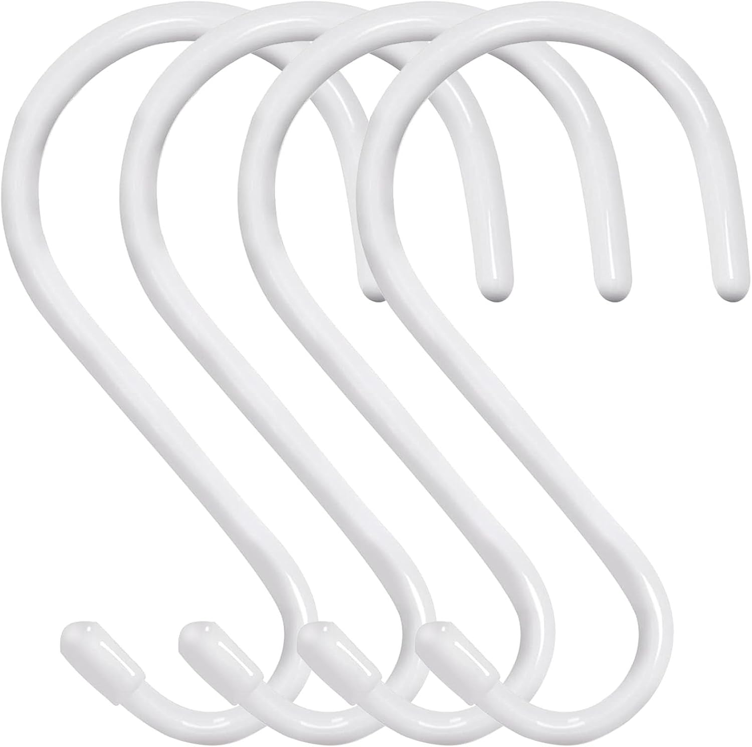 Lot De 4 Grands Crochets En Forme De S, Recouverts De Vinyle – 15,2 Cm – Robustes – Forme En S – Pour Suspendre Plantes, Vêtements, Jeans, Casseroles, Serviettes – Blanc