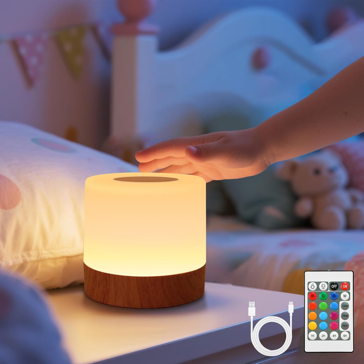 Lampe De Chevet Rgb Sans Fil, Tactile Et Dimmable Avec Télécommande, Lumière De Nuit Rechargeable Par Usb Pour La Chambre, Lampe De Table Décorative – Modèle Rond/plat