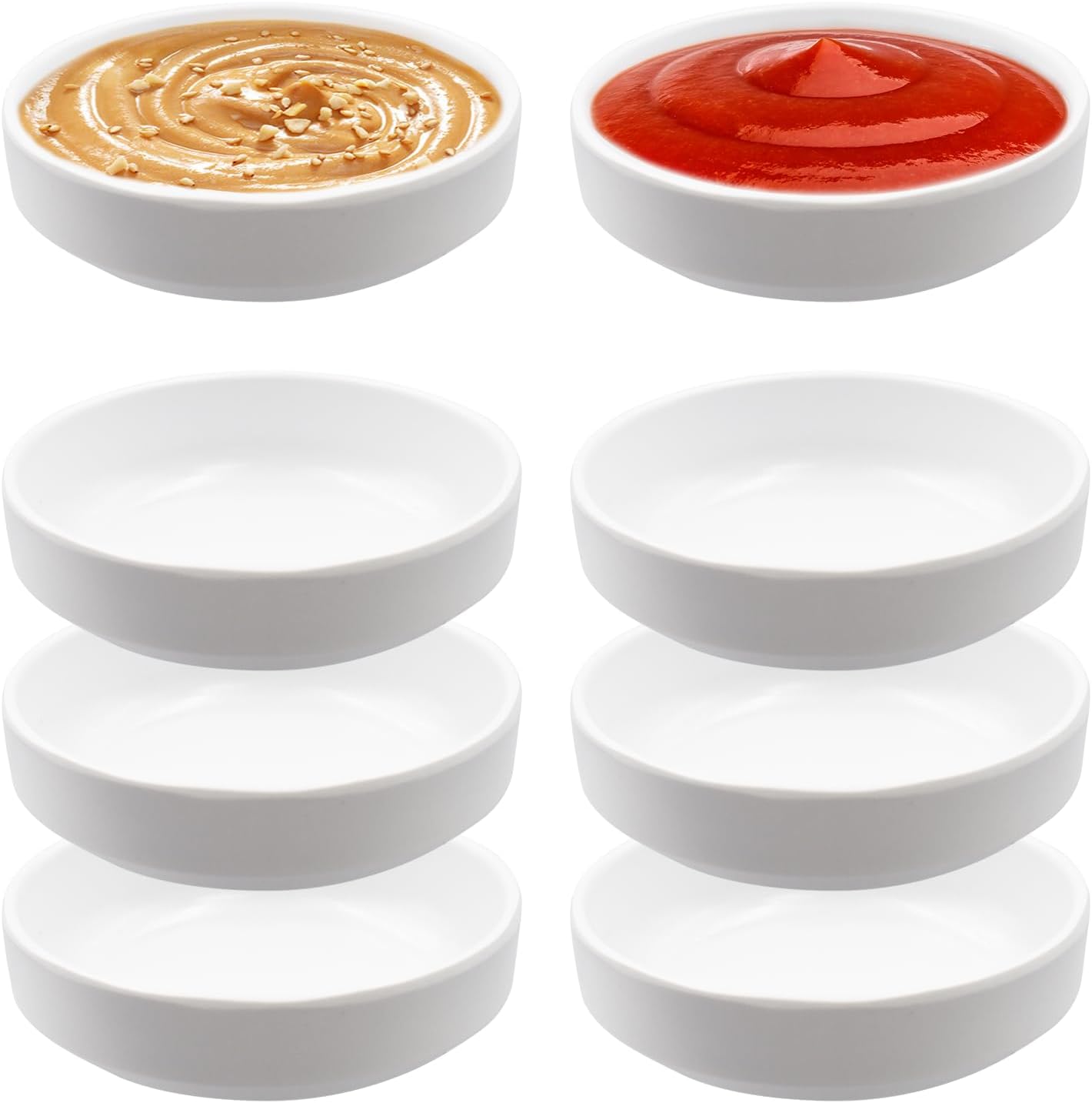 Set De 8 Petits Bols À Tremper Empilables 8,7 X 8,7 X 2,5 Cm, Mini-bols Ronds Pour Sauce Soja, Épices, Fruits, Collations, Confiture À Tremper (blanc)