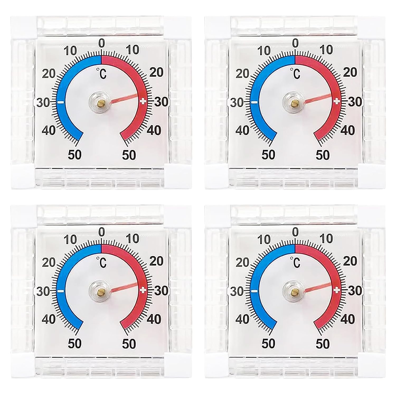Ensemble De 4 Thermomètres De Fenêtre (-50 À 50 °c) Thermomètres Autocollants Pour Fenêtres Et Portes Mesure De La Température De La Vitre Graduée Thermomètre Extérieur Pour Une Mesure Précise De La T