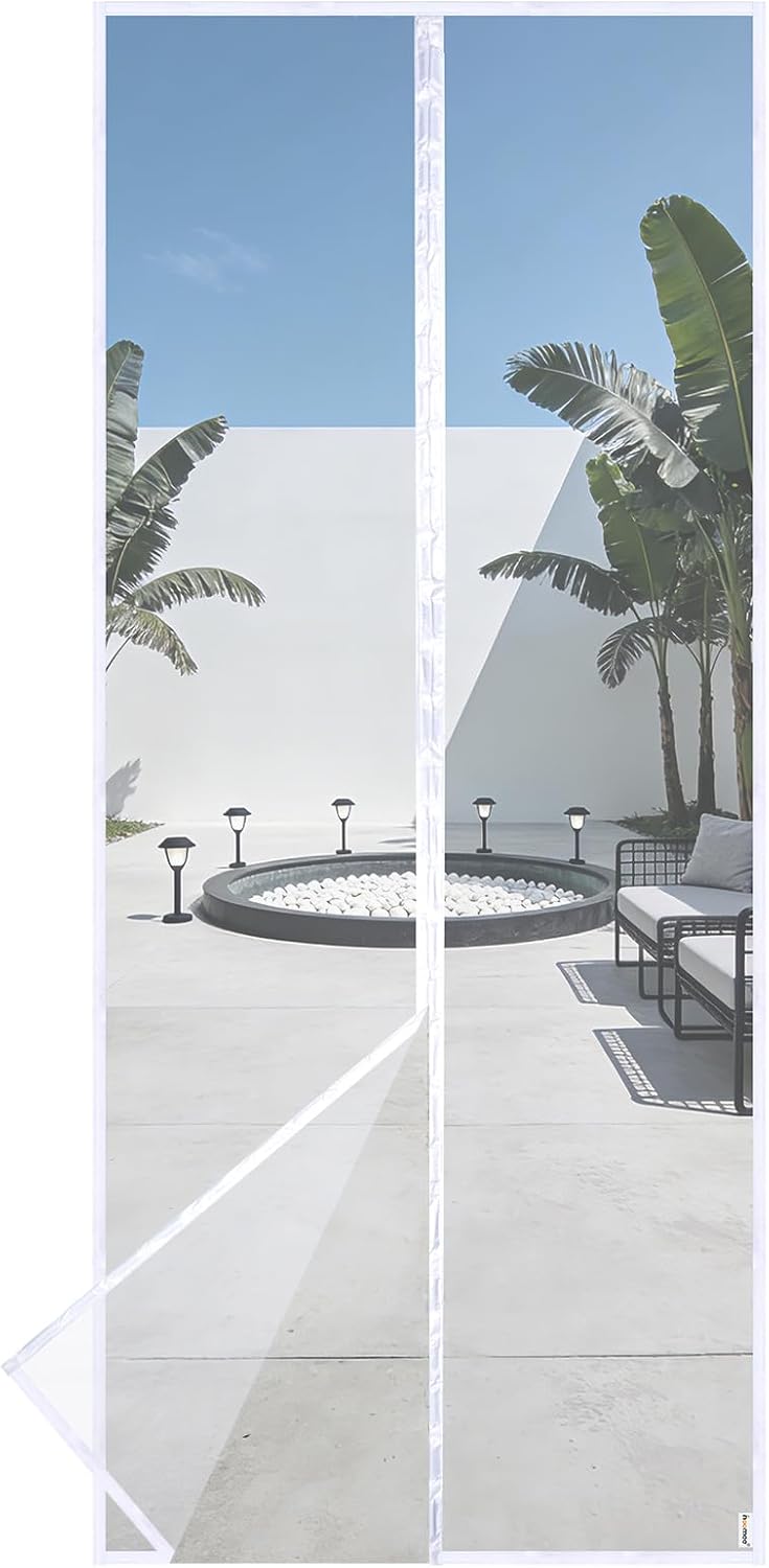 Moustiquaire Magnétique Pour Portes-fenêtres Et Fenêtres De Balcon - Rideau Avec Aimants Puissants Pour Une Étanchéité Parfaite - Installation Facile Sans Perçage (90 X 200 Cm, Blanc)