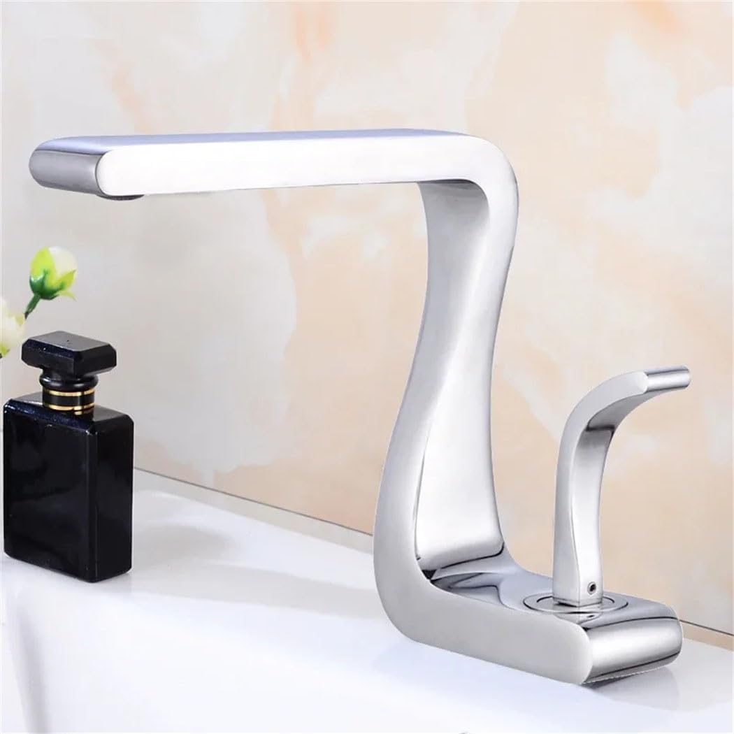 Robinet De Lavabo Luxueux En Or Blanc, Robinet De Lavabo En Laiton, Robinet Pour Eau Chaude Et Froide, Robinet Rétro À Un Trou