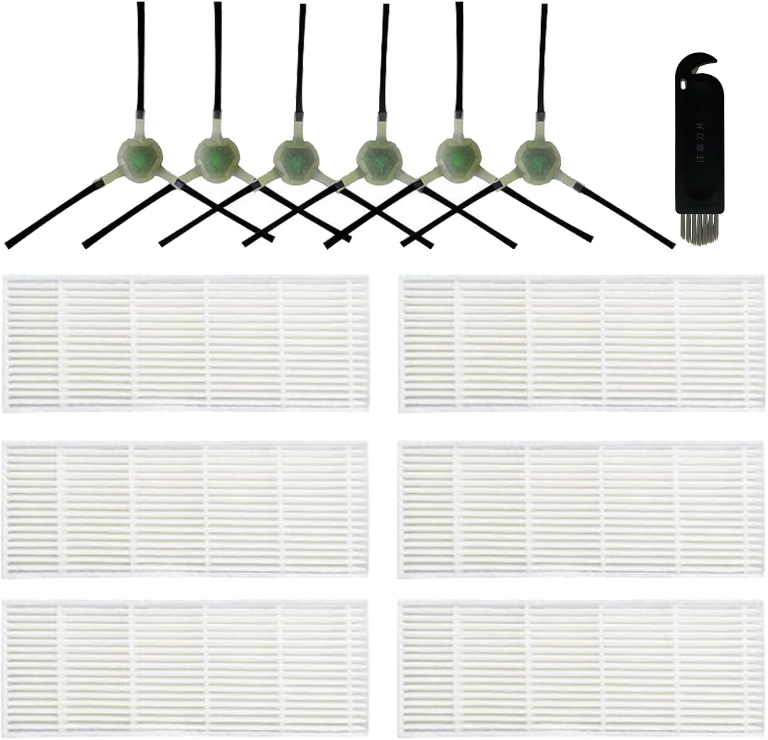 Lot De 13 Pièces Détachées Et Accessoires Pour Aspirateurs Robots Lefant M210, M210p, M210s, M210b, M213, M213s, M2 Et Okp Life Robovac K2, K3, K3a, K4, K5 : 6 Filtres Hepa, 6 Brosses Latérales, 1 Bro