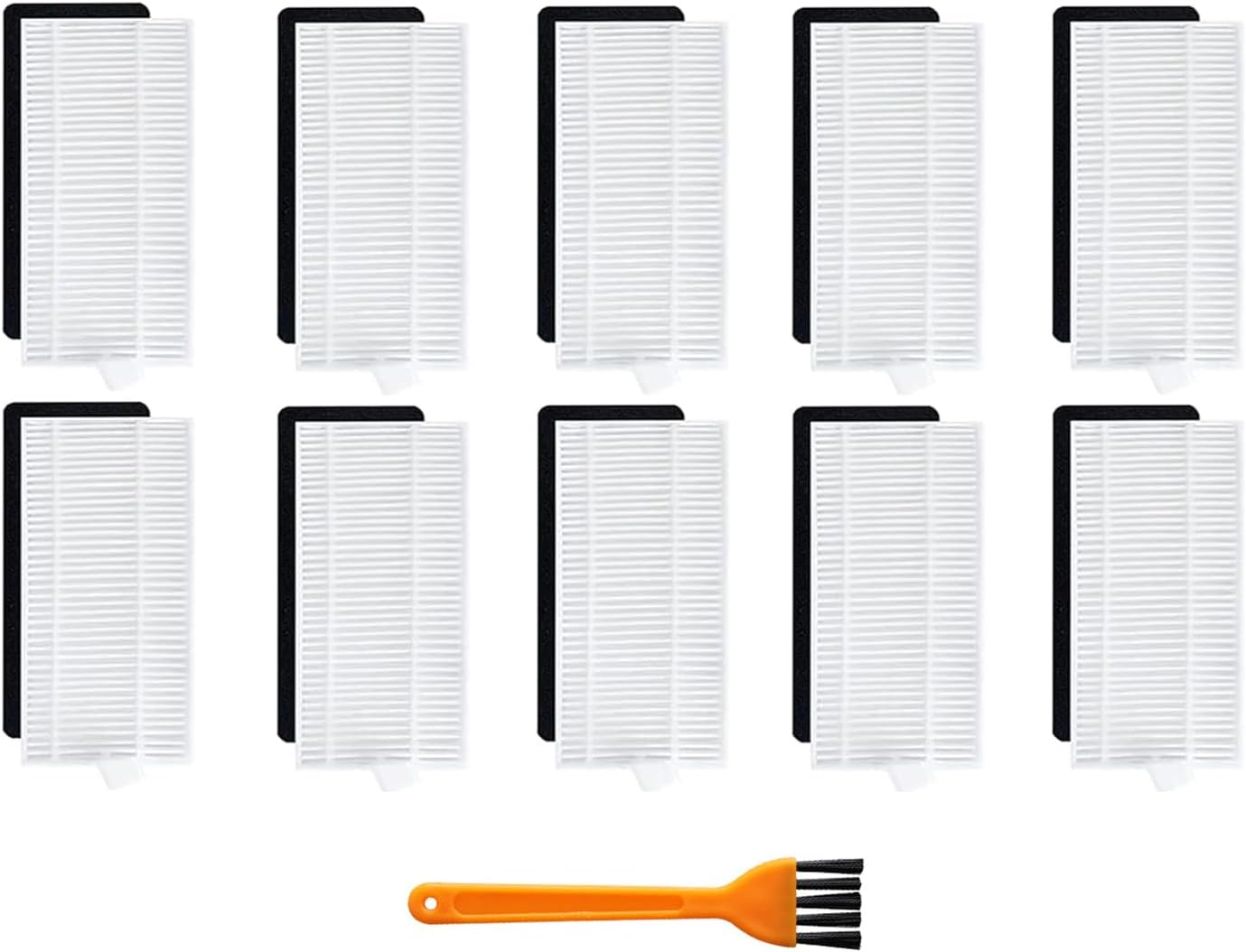 Lot De 10 Filtres Hepa Pour Aspirateurs Robots Tikom G8000/g8000 Pro/honiture G20, 1 Brosse De Nettoyage
