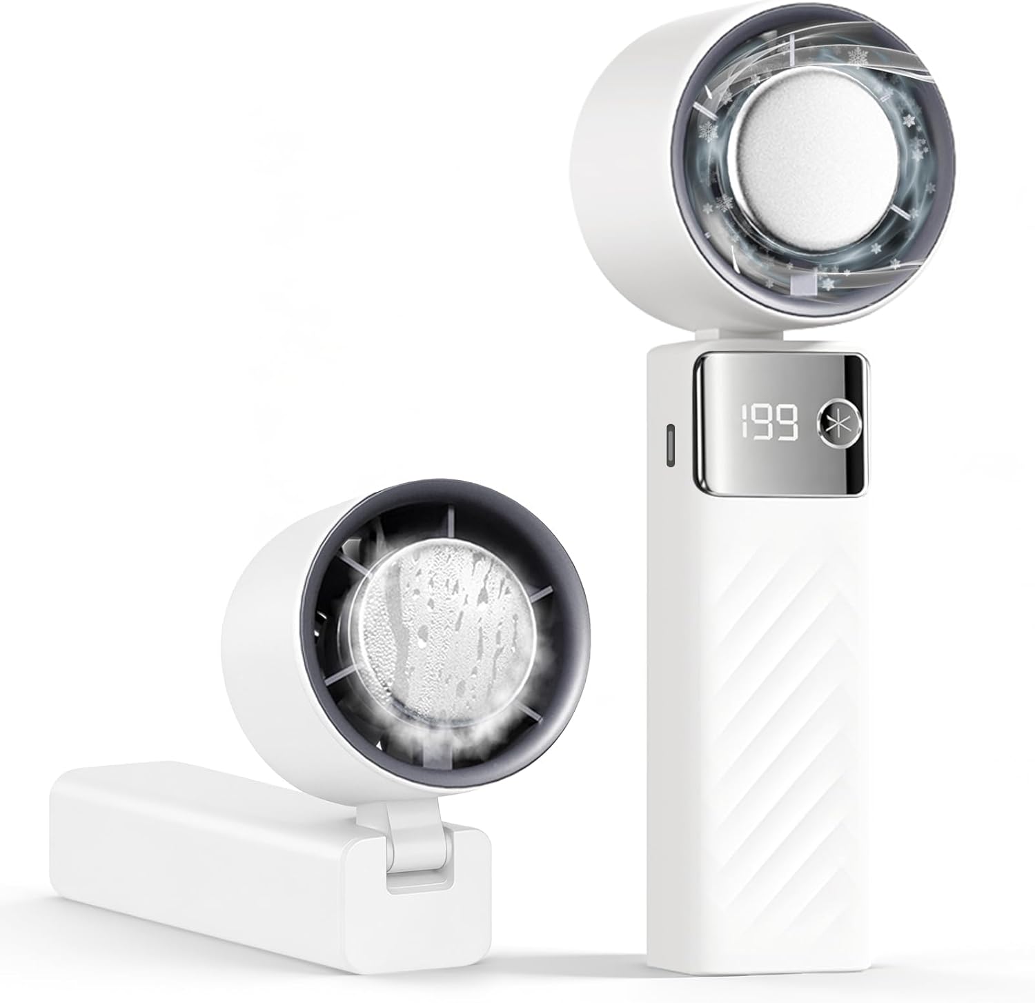Mini Ventilateur Portable, Rechargeable (4000 Mah), Petit Format, Utilisable À La Main, Sur Table, Autour Du Cou Ou Pliable, Jusqu'à 13 Heures D'Autonomie, Idéal Pour Le Bureau, Le Camping, Le Sport E