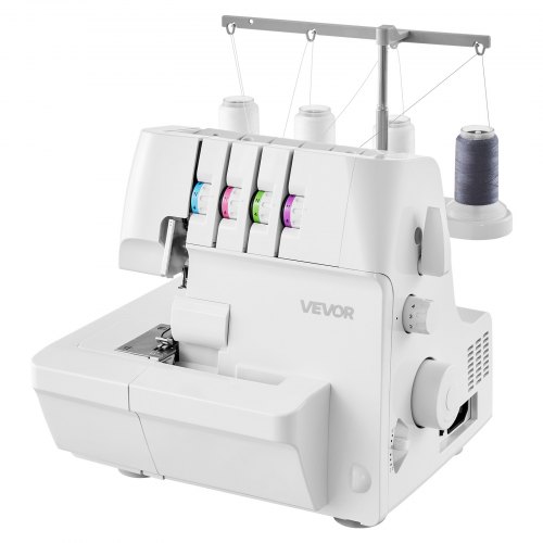 Overlock-nähmaschine, 1250 Stiche Pro Minute, 2-3-4-faden-fähig, Einstellbarer Differentialtransport (0,7-2), Mit Freiarm Und Led-beleuchtung, Nähmaschine Für Verschiedene Stoffe, Weiß