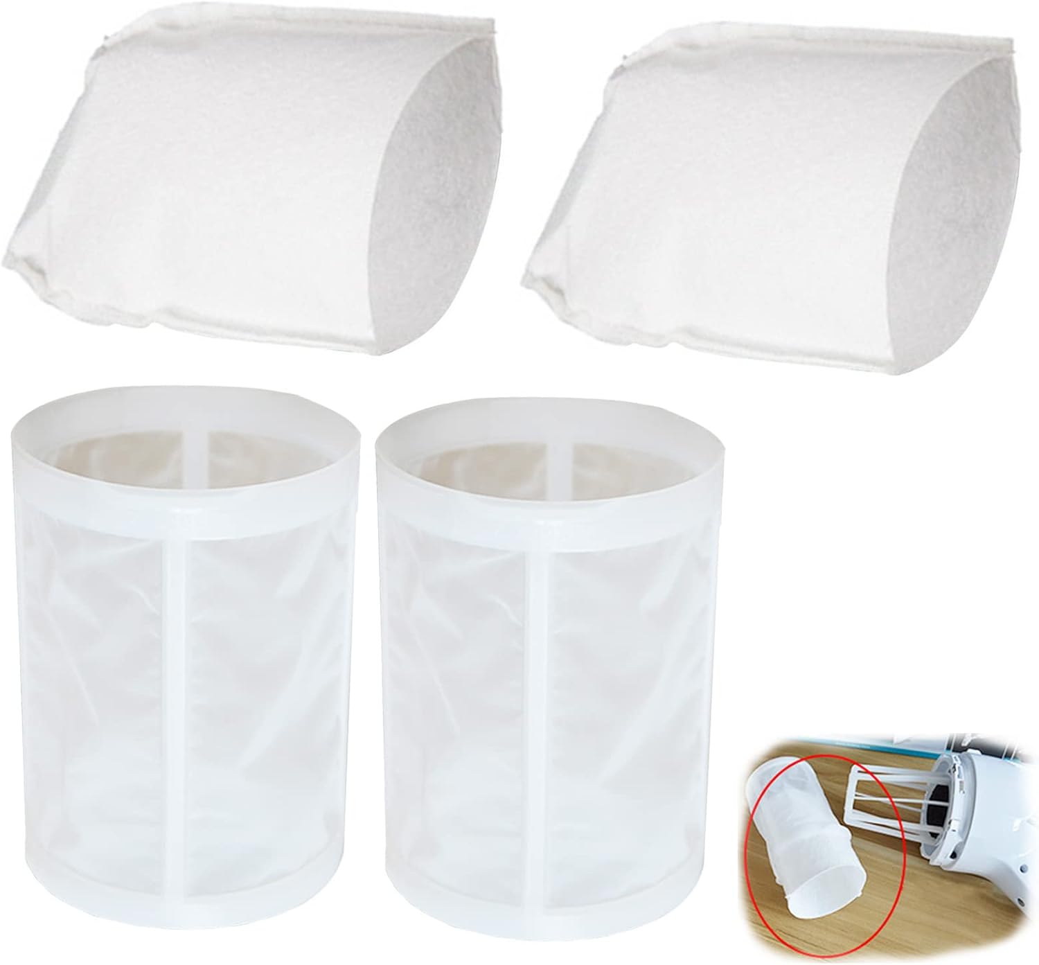 Ensemble De 2 Préfiltres + 2 Filtres Pour Aspirateurs Makita Cl100 / 106 / 180 Dcl180 – Accessoires – Référence Du Préfiltre : 451208-3 – Référence Du Filtre : 443060-3