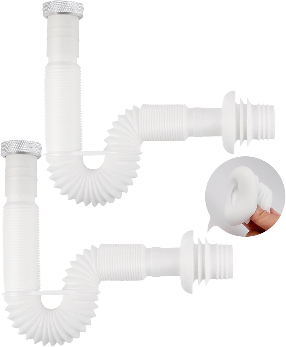Siphon Gain De Place En Deux Parties, Siphon Flexible Pour Évier, Évacuation D'Évier De 1 1/4", Étanche Aux Odeurs, Tuyau D'Évacuation Remplaçable, Extensible De 320 À 780 Mm