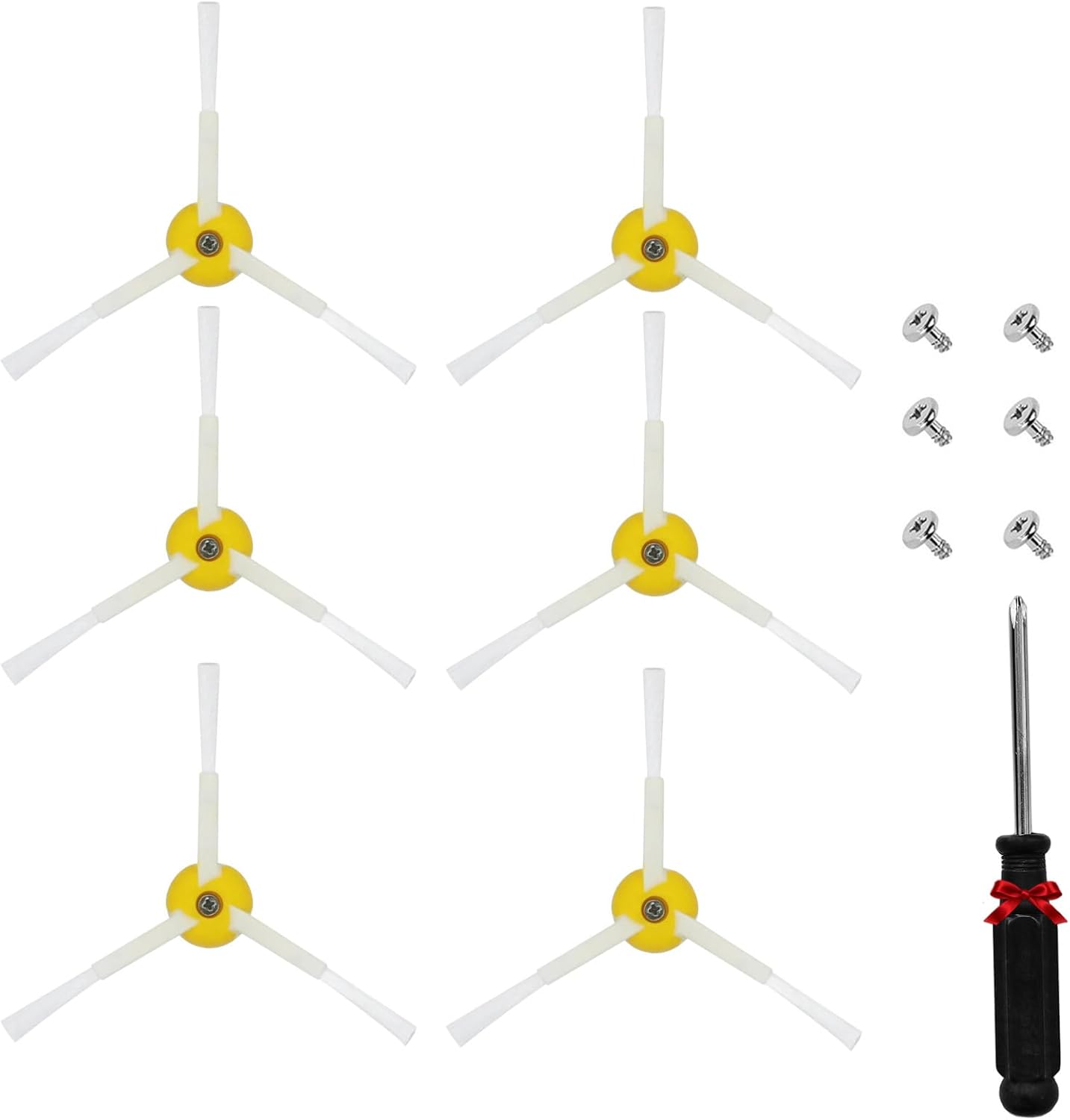 Kit De 6 Brosses Latérales De Rechange Pour Aspirateurs Robots Irobot Roomba Des Séries 600, 700, 800, 900, 694, 677, 850, 860, 870, 880, 890, 980 Et 960. Accessoires : Brosse Latérale + Tournevis