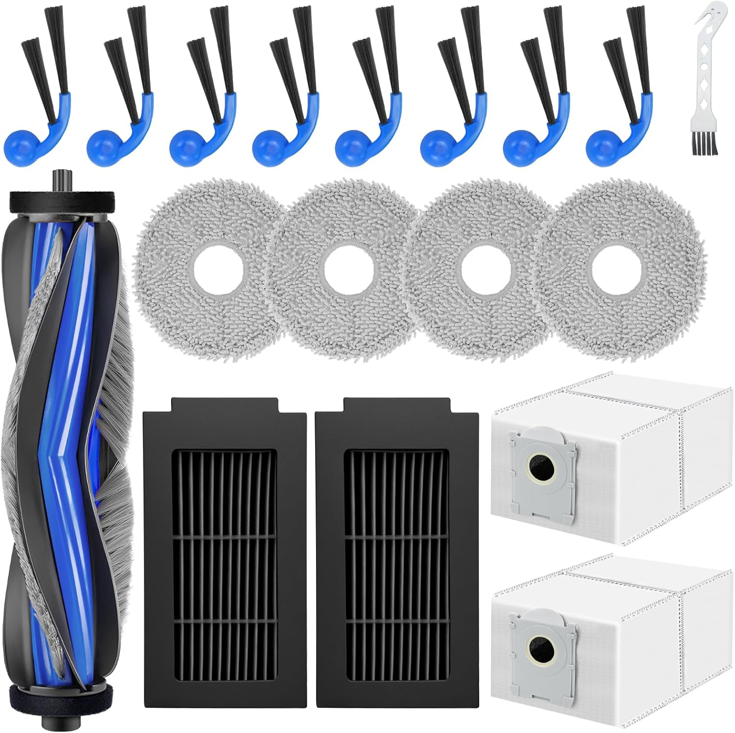 Pièces Détachées Pour Ecovacs Deebot T30c Omni Gen2, T30c Omni, T30c Pro Omni Gen 2, T30c Pro Omni : 1 Brosse Principale, 4 Lingettes De Nettoyage, 2 Sacs À Poussière, 2 Filtres, 8 Brosses Latérales,