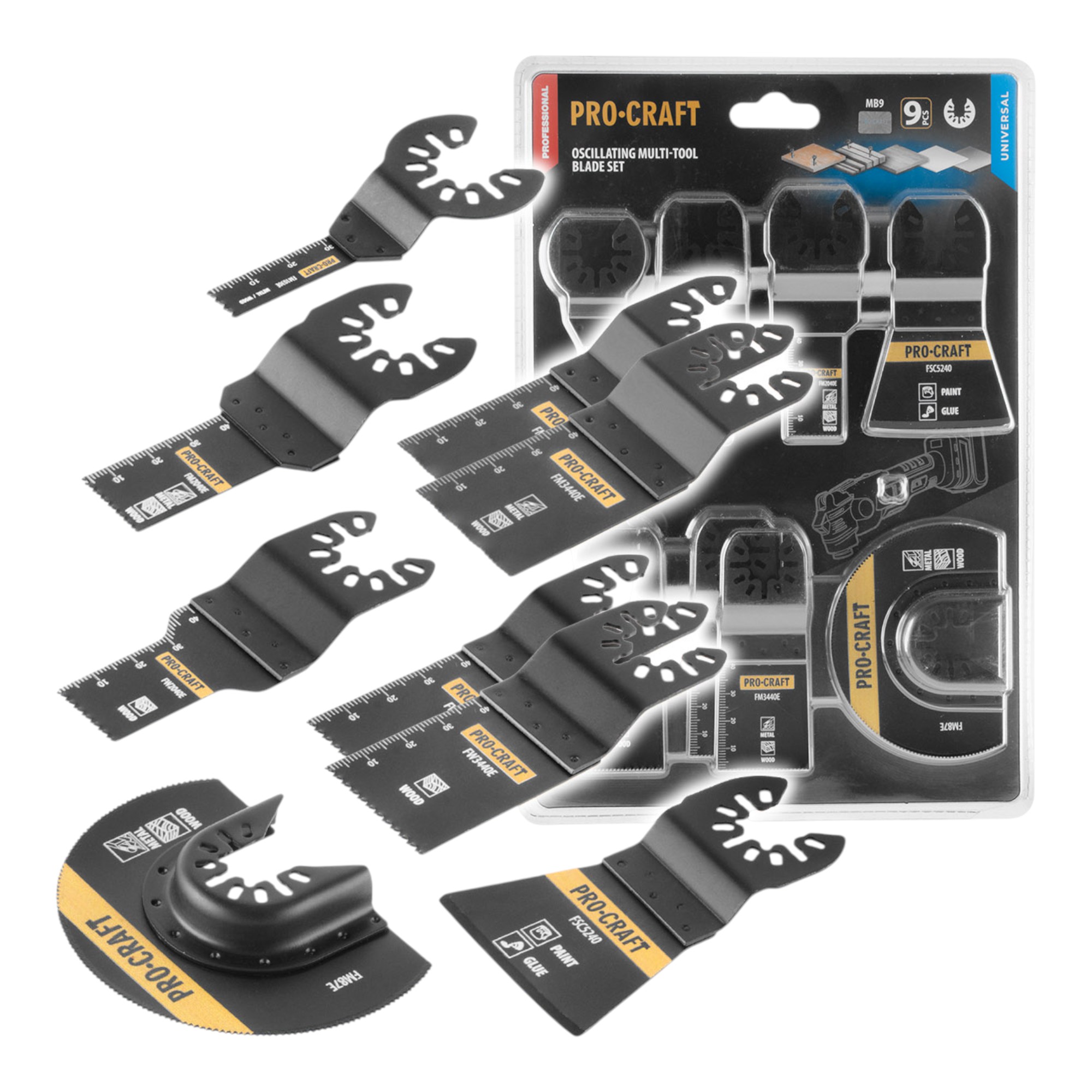 Procraft Mb9 Universal Zubehör Set 9 Tlg. Für Oszillierende Multifunktionswerkzeuge