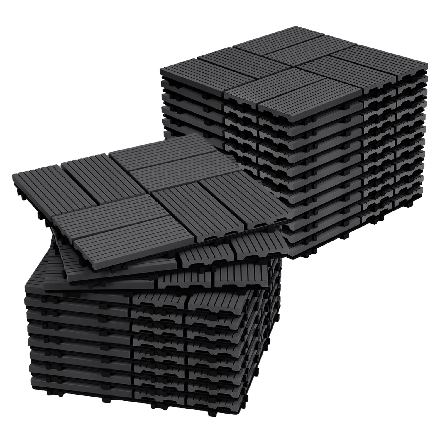 Randaco 110 Stück Wpc Terrassenfliesen 30 X 30 Cm, Pflegeleichte Terrassenfliesen, Wasserabweisend & Langlebig, Ideal Für Balkon, Terrasse Und Garten Anthrazit