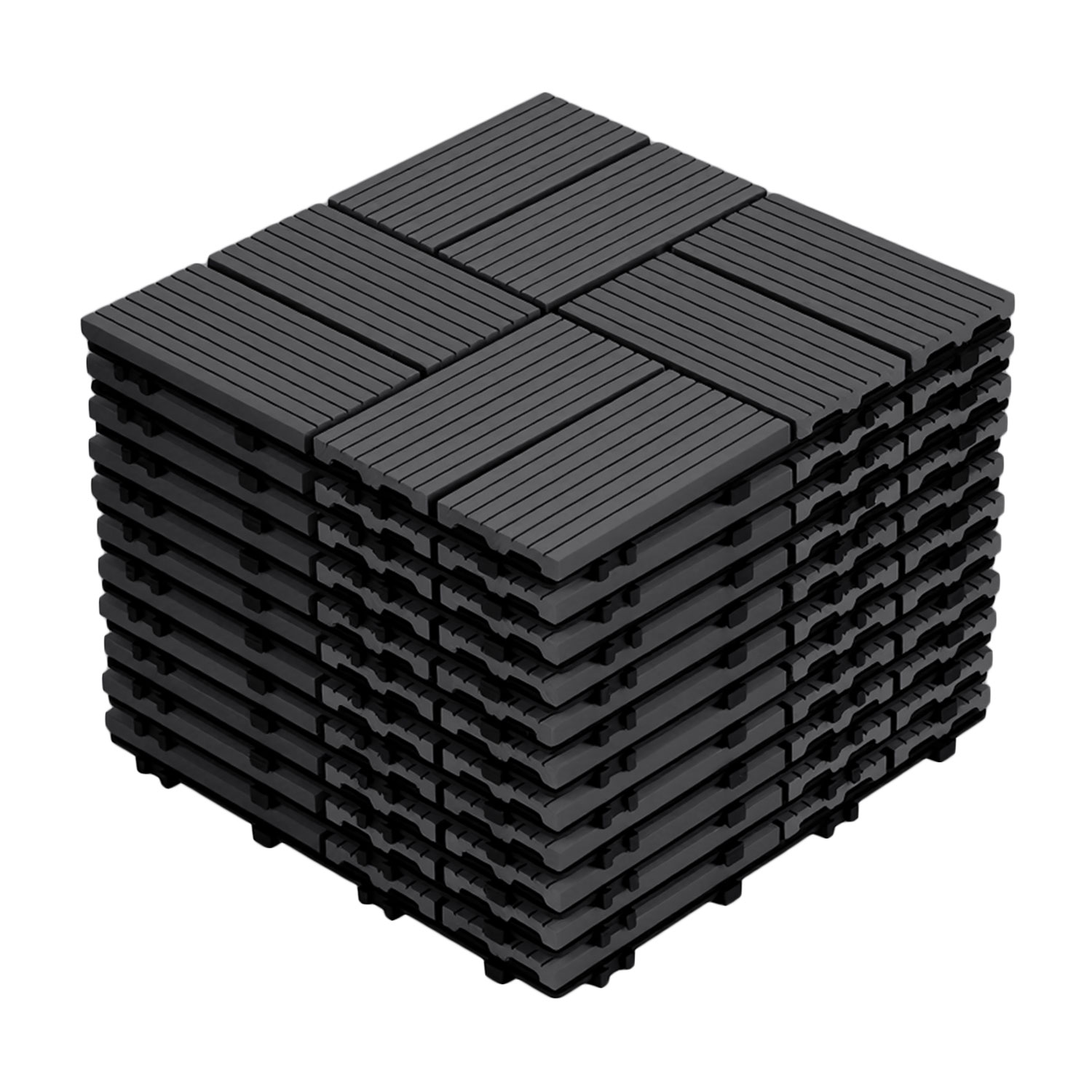 Randaco 66 Stück Wpc Terrassenfliesen 30 X 30 Cm, Pflegeleichte Terrassenfliesen, Wasserabweisend & Langlebig, Ideal Für Balkon, Terrasse Und Garten Anthrazit