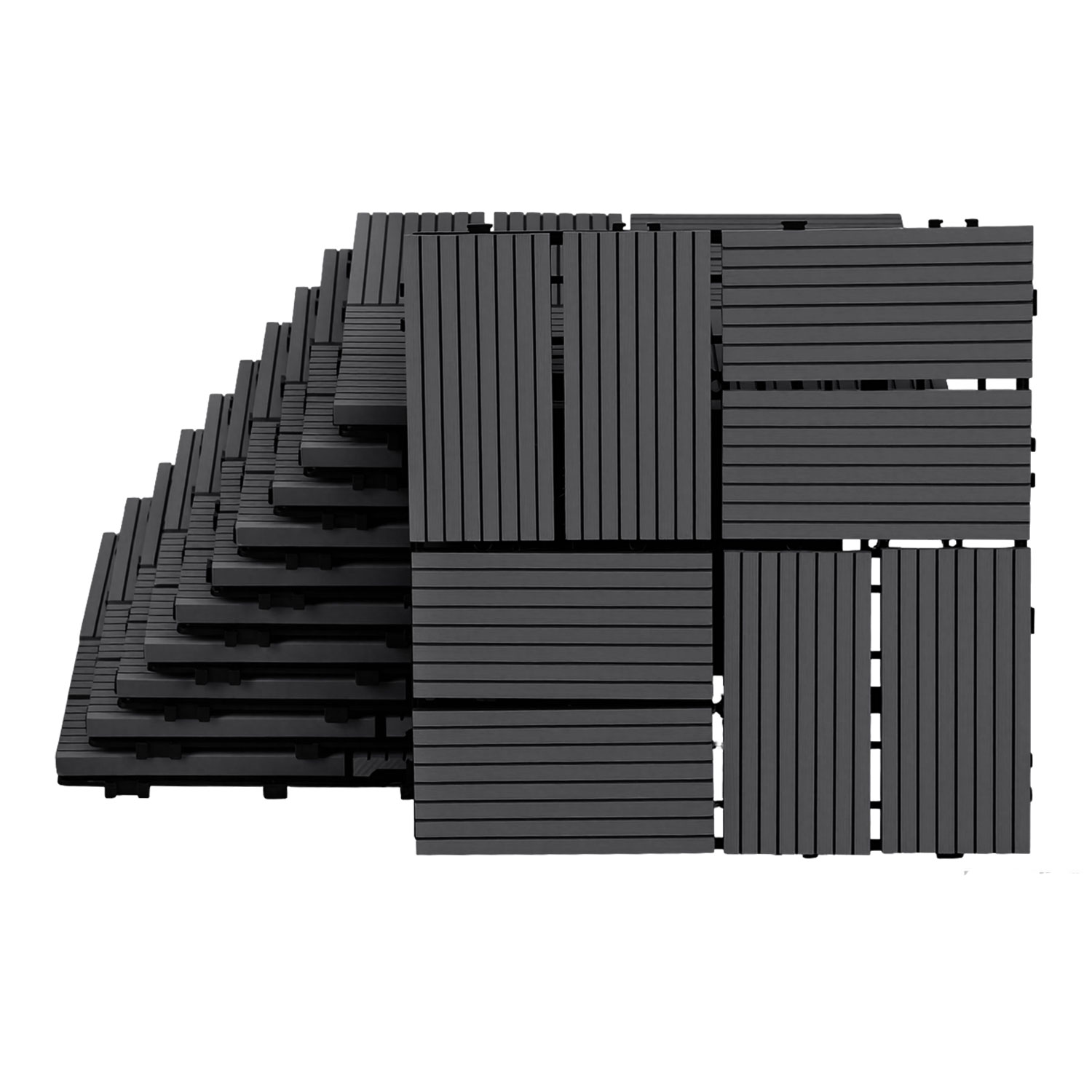 Randaco 88 Stück Wpc Terrassenfliesen 30 X 30 Cm, Pflegeleichte Terrassenfliesen, Wasserabweisend & Langlebig, Ideal Für Balkon, Terrasse Und Garten Anthrazit