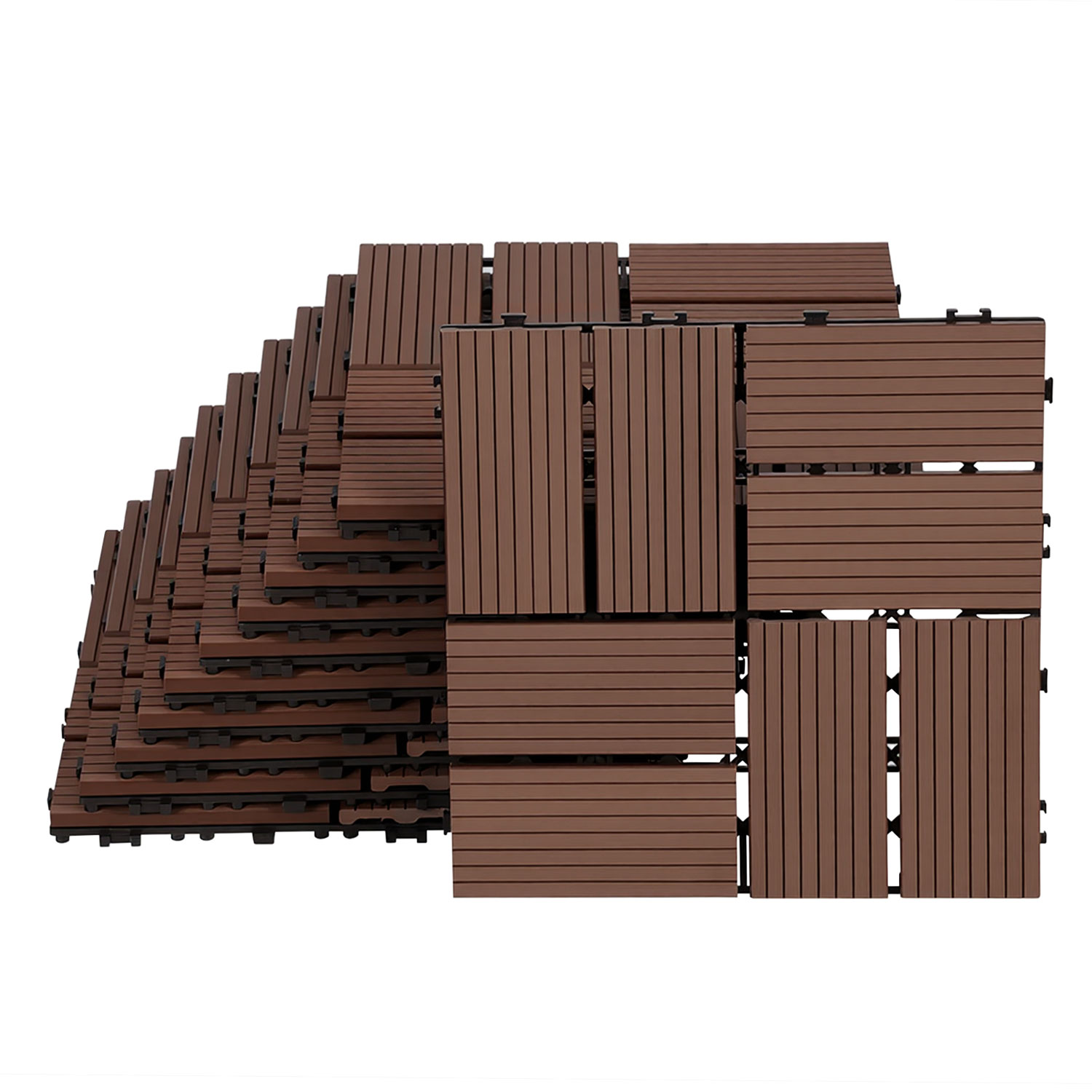 Randaco 11 Stück Braun Wpc Terrassenfliesen Aus Holz-kunststoff-verbund, Pflegeleicht, Für Garten, Balkon Und Wintergarten