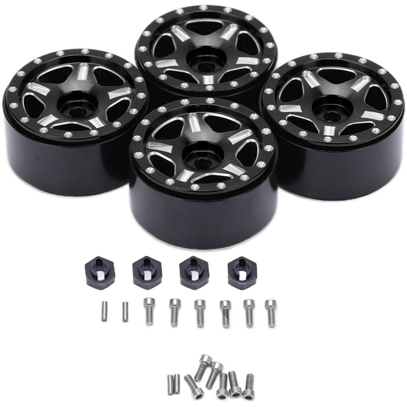 4 Robuste Aluminiumfelgen, Viskosefrei, Einfach Zu Montieren, Upgrade-teile Für 1/24 Rc-cars Und Ferngesteuerte Autos, Schwarz