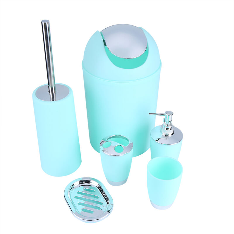 6-teiliges Badezimmer-accessoire-set: Toilettenbürste, Seifenschale, Becher, Zahnbürstenhalter Und Abfalleimer