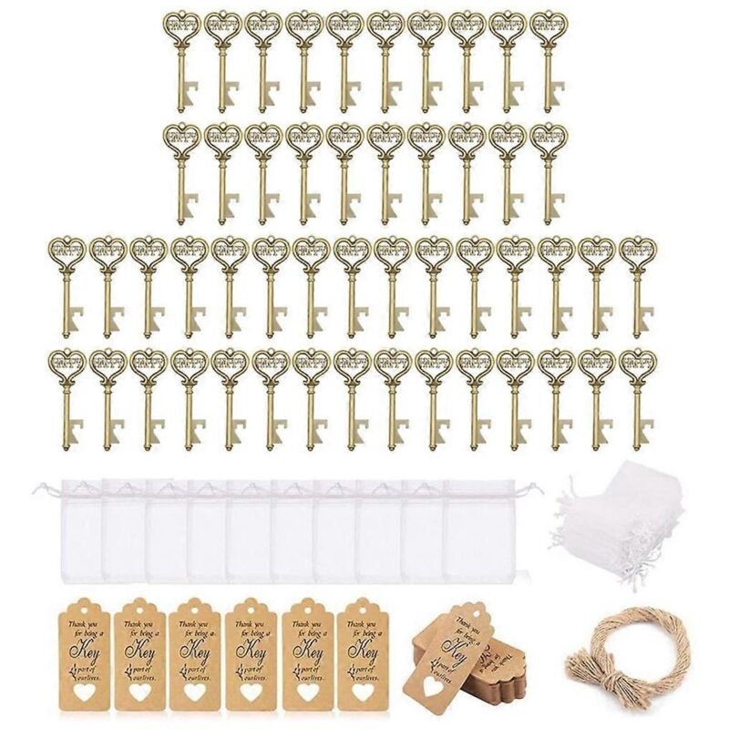 50 Vintage-flaschenöffner-sets Als Gastgeschenke Für Hochzeiten Mit Dankesanhänger Und Geschenktüte