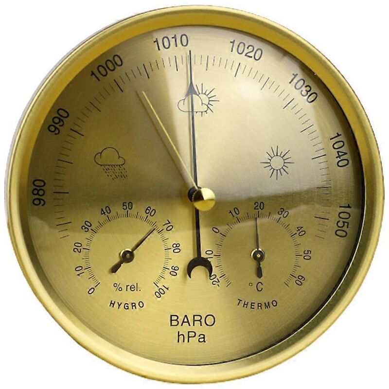 3-in-1-wetterstation Aus Metall Für Den Innen- Und Außenbereich: Barometer, Thermometer, Hygrometer Mit Edelstahlrahmen