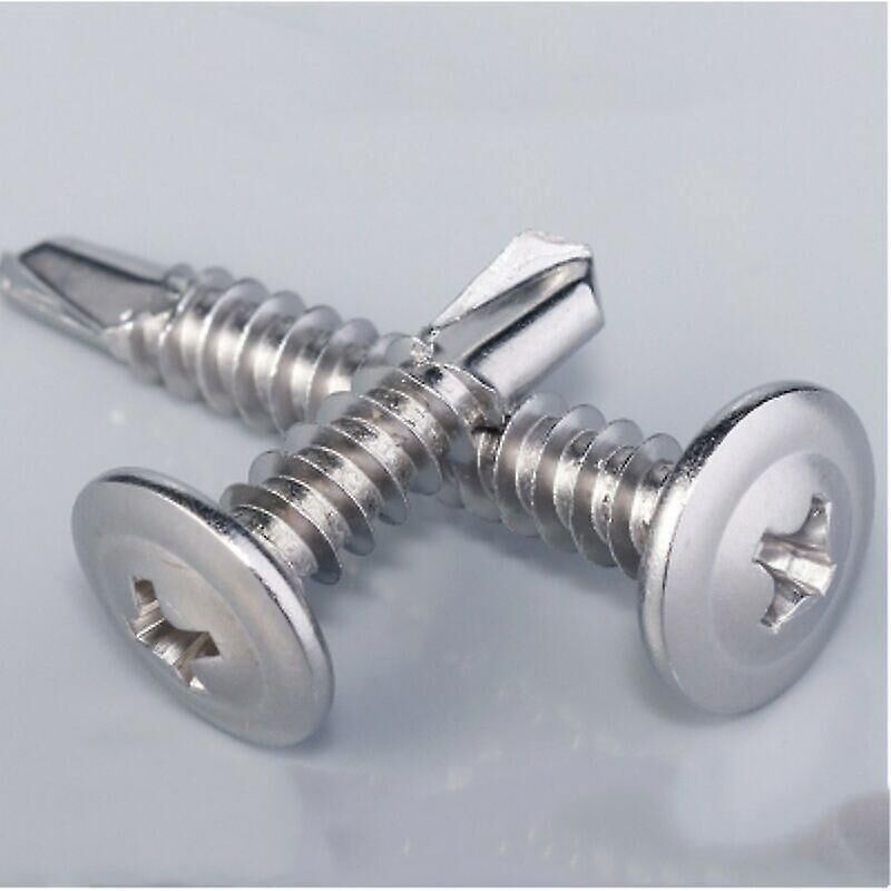 C44741 - 100er-packung - Selbstbohrende Blechschrauben - Großer Gewölbter Kopf - 4,2 X 19 Mm - Verzinkter Stahl - Kreuzschlitz - Heimwerkerbedarf - Renovierung