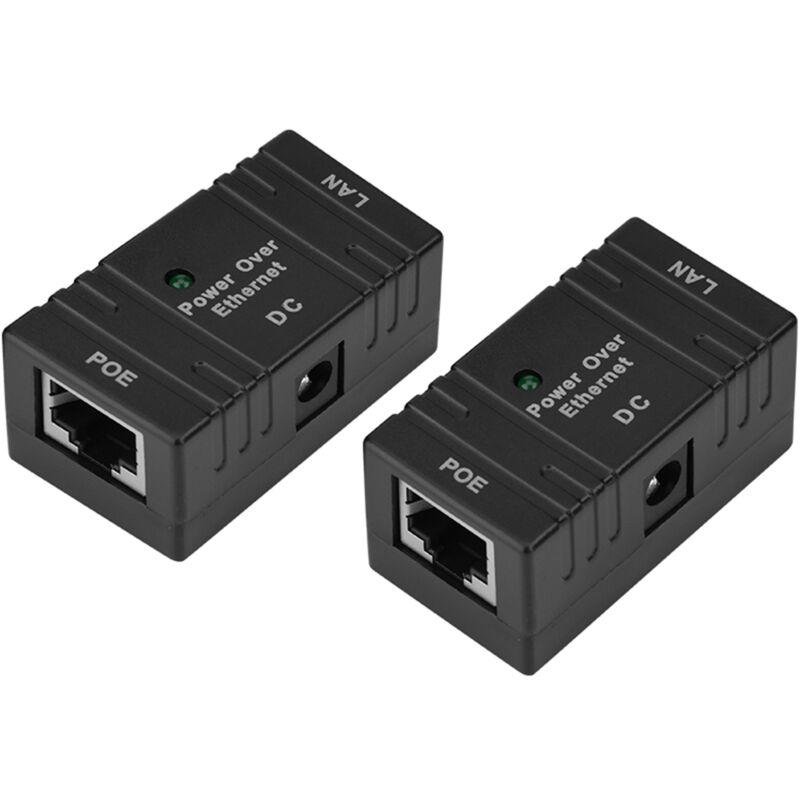 2 Stück Poe Rj45 Ethernet-injektor-netzteilmodul Für Netzwerk-ip-kameras, Schwarz