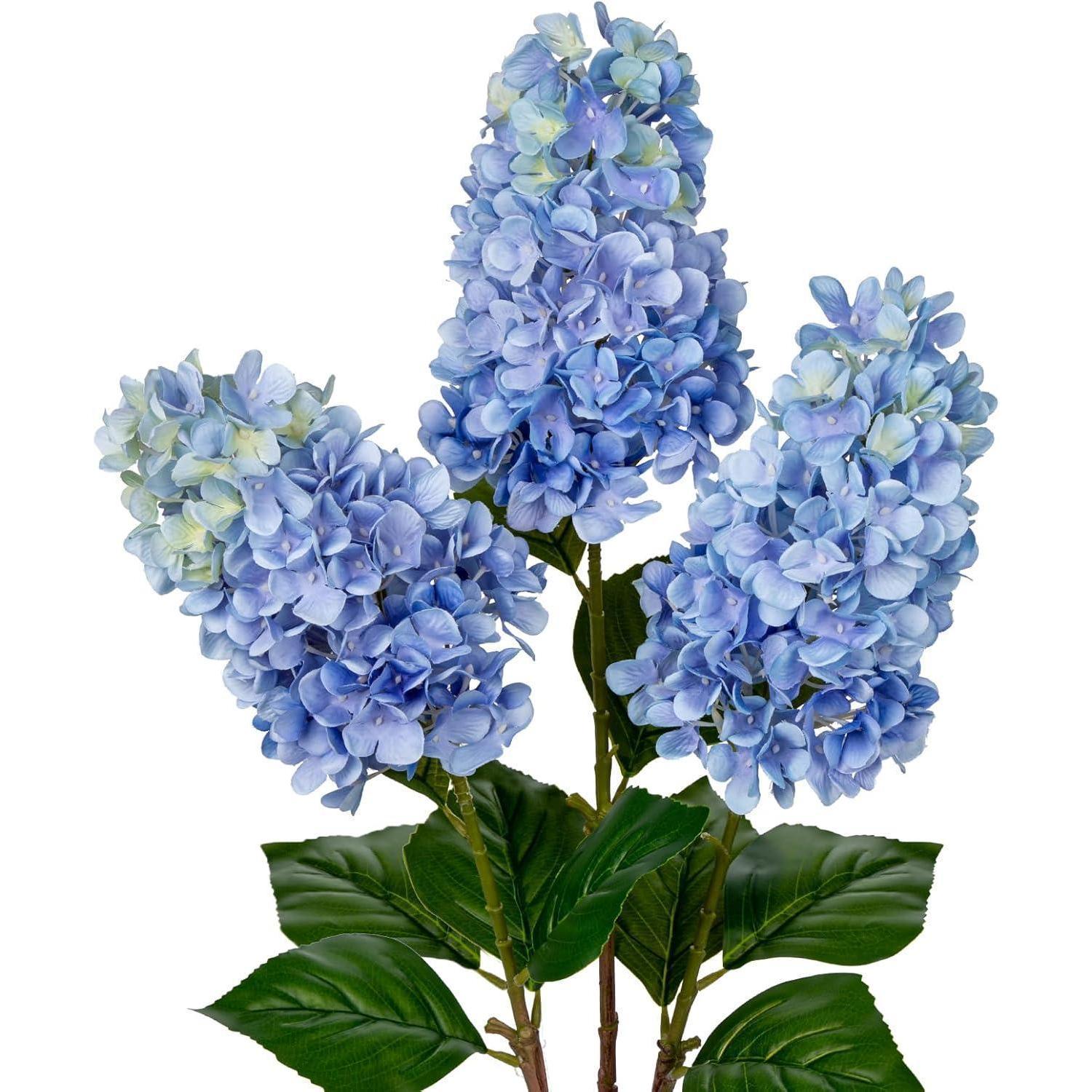 Künstliche Hortensien Kunstblumen Set 3er 73cm Hellblau Deko Blumengesteck