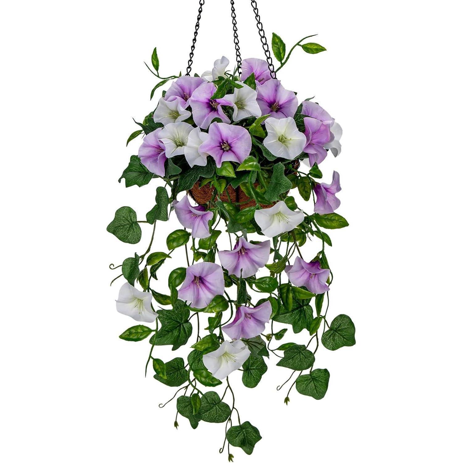 Kunstblume Morning Glory Hängeampel Künstliche Blumen 70cm Höhe Busch Mittel