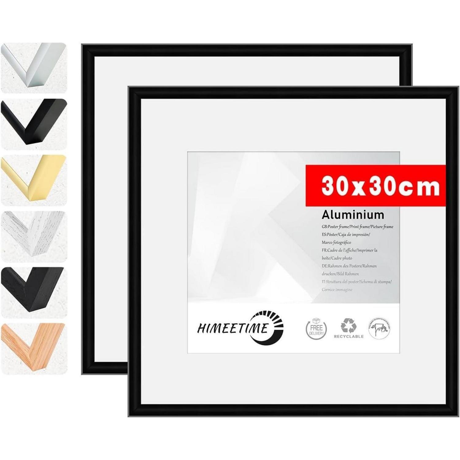 Bilderrahmen 30x30 Acrylglas Bruchsicher Alu Schwarz 30x30cm 2x