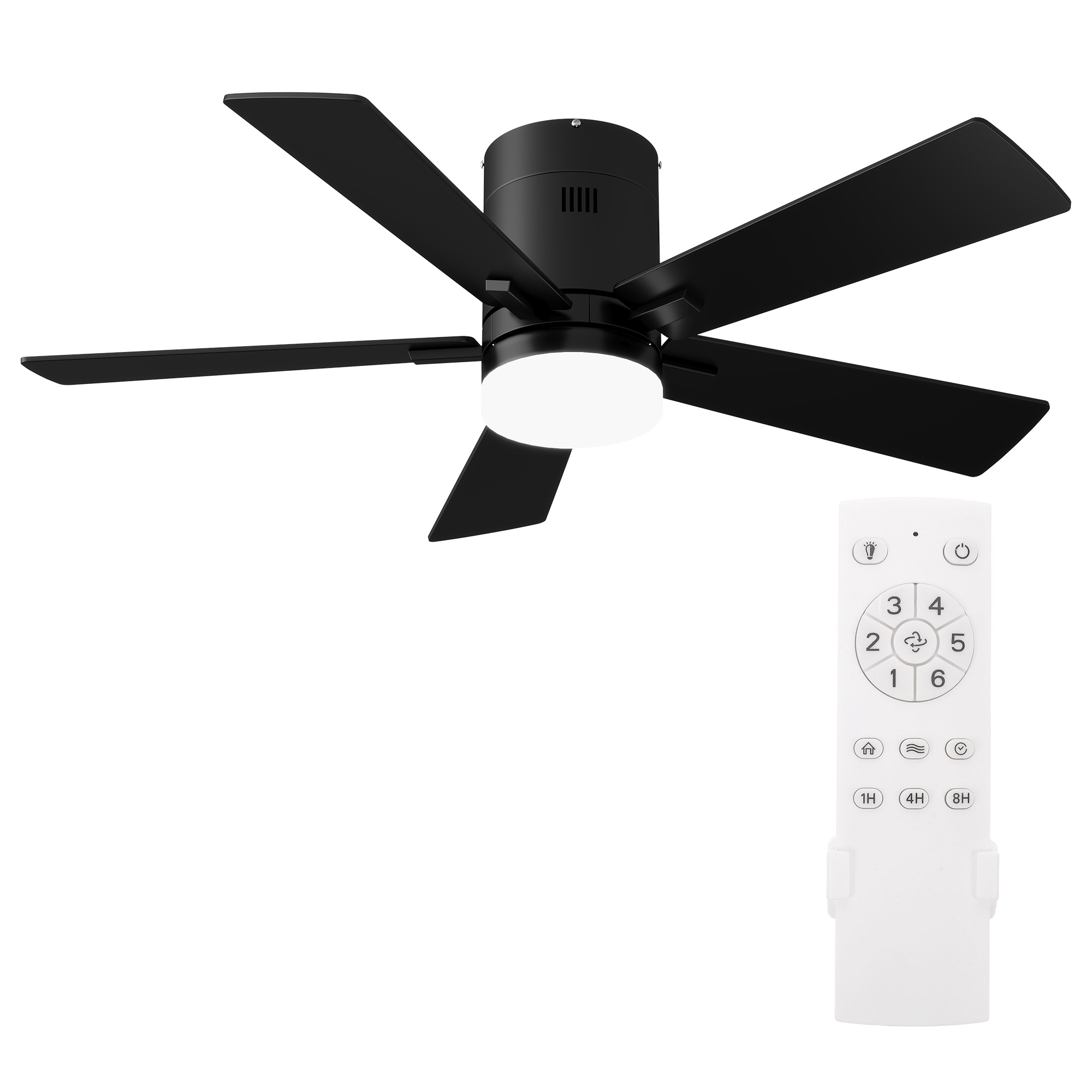 Deckenventilator Mit Led-leuchte, Leiser Ventilator Für Wohnzimmer, Schlafzimmer Und Küche, 5 Flügel Im Modernen Industrial-stil, 107 Cm, Schwarz