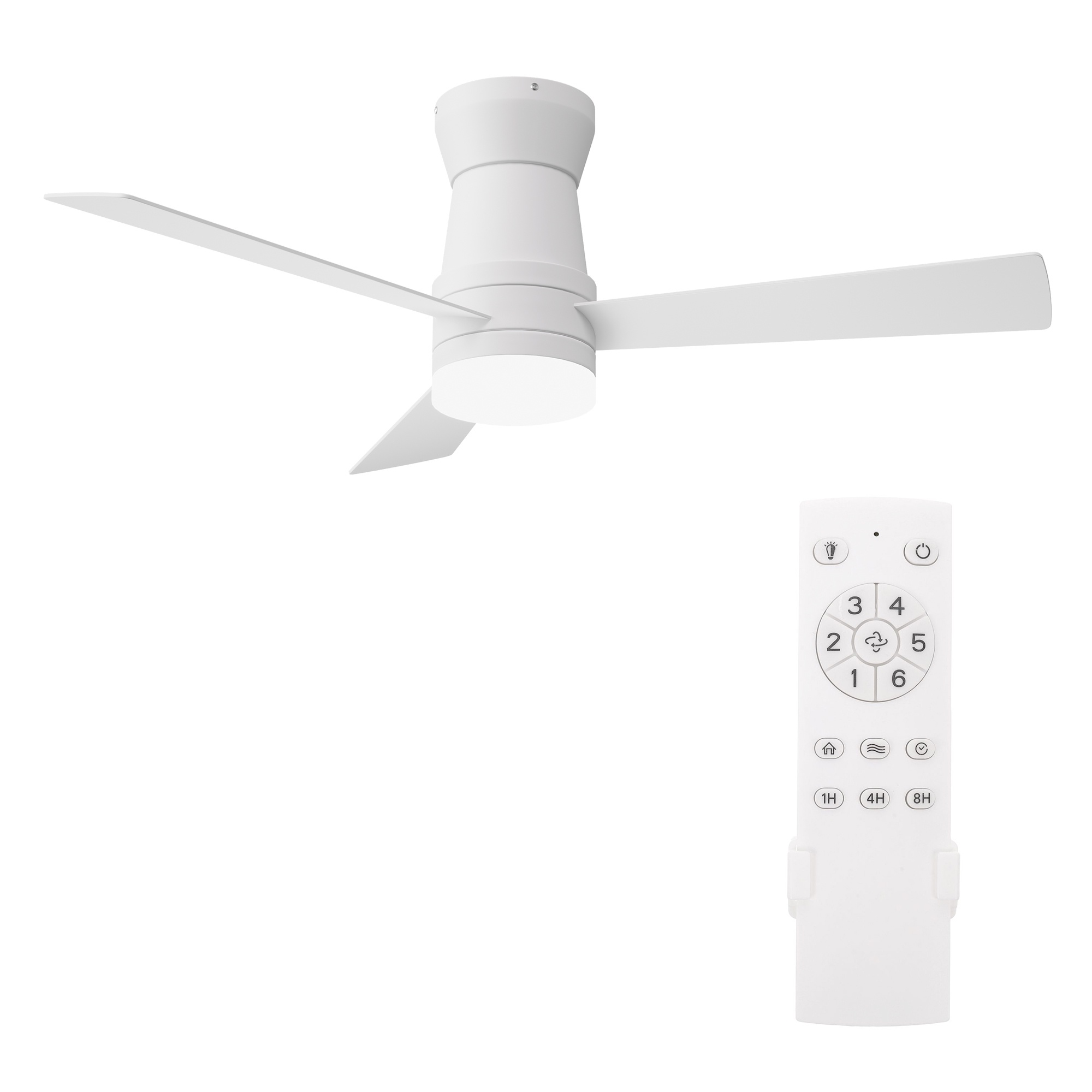 Deckenventilator Mit Led-leuchte, 132 Cm, Leiser Deckenventilator Für Schlafzimmer Und Wohnzimmer Mit Fernbedienung, 3 Flügel, 6 Geschwindigkeitsstufen, Weiß
