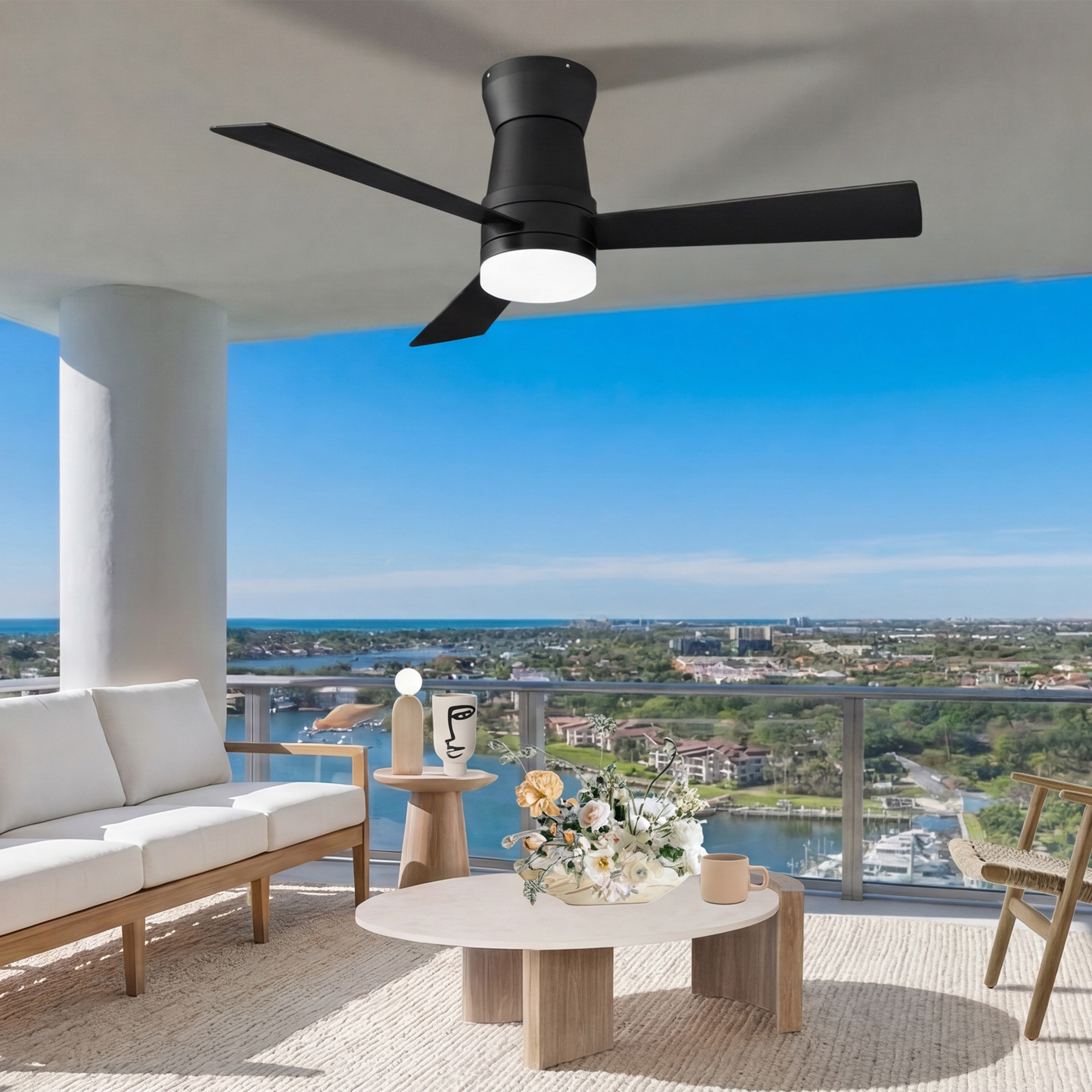 Deckenventilator Mit Led-leuchte, 107 Cm, Leiser Deckenventilator Für Schlafzimmer Und Wohnzimmer Mit Fernbedienung, 3 Flügel, 6 Geschwindigkeitsstufen, Schwarz