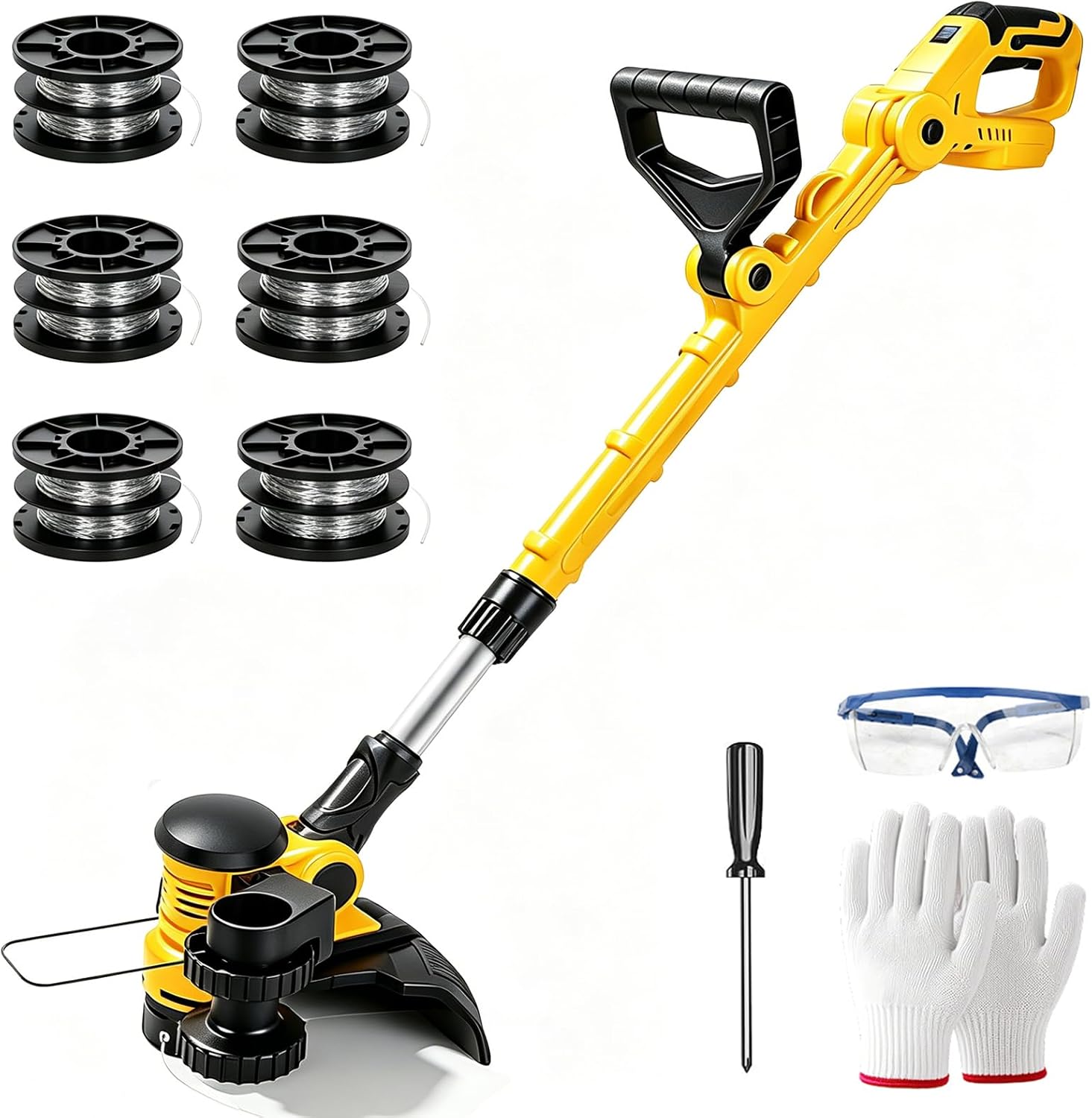 Tondeuse À Gazon Sans Fil, Compatible Avec Les Batteries Dewalt 18v/20v (batterie Non Incluse), Diamètre De Coupe De 30 Cm, Avance Automatique Du Fil, 6 Bobines De Fil Incluses