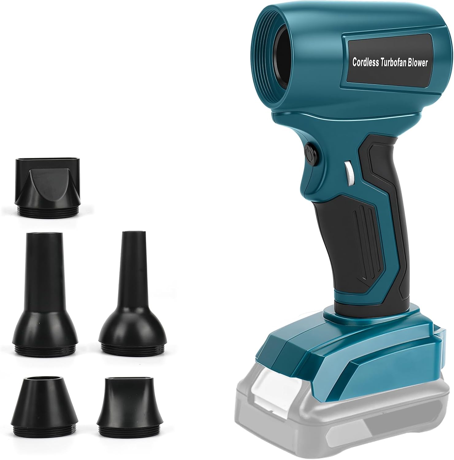 Mini Souffleur De Feuilles Sans Fil, Compatible Bosch 18 V, 30 M/s, 130 000 Tr/min, Moteur Sans Balais, 5 Embouts Inclus, Léger Et Portable Pour Terrasse, Pelouse, Lavage De Voiture Et Camping
