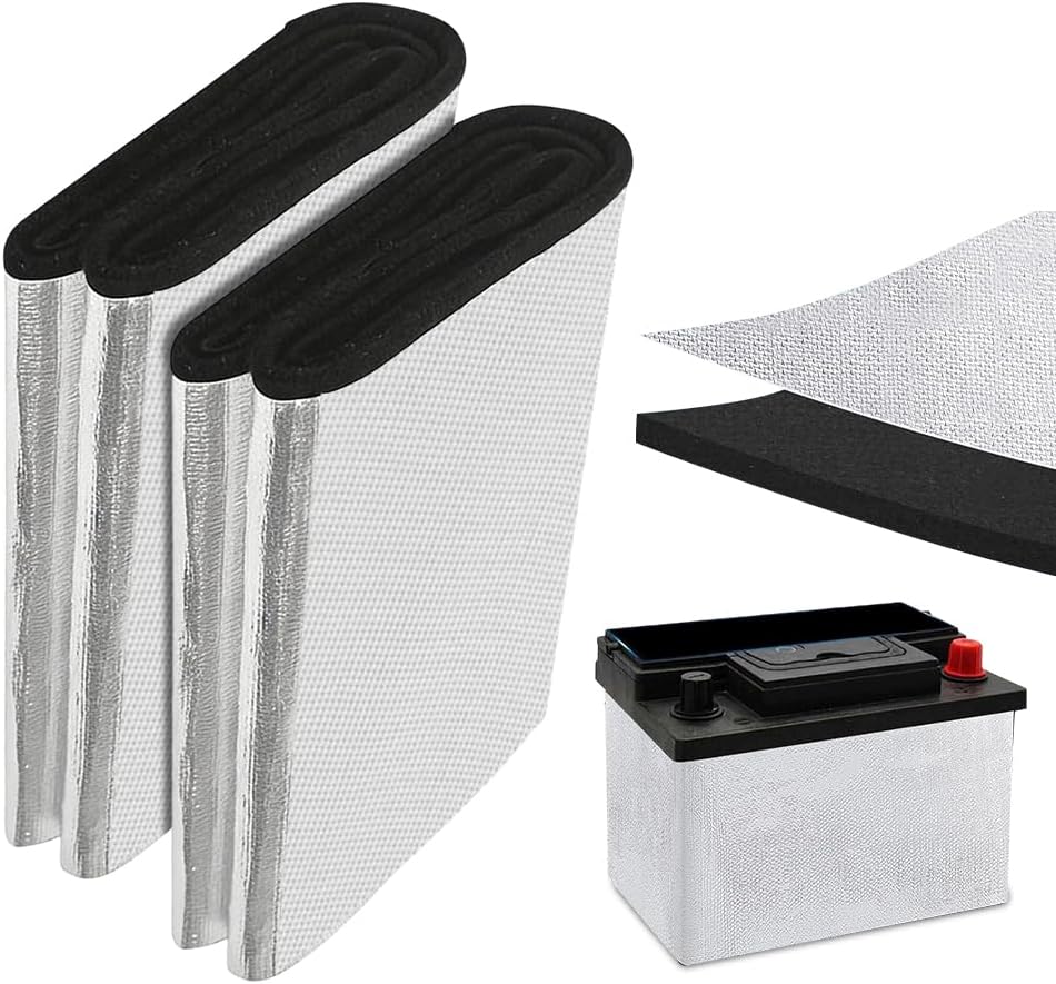 Insulating Cover For Car Batteries, Pack Of 2 Battery Insulation Sleeve 18 X 102 Cm (0.3 Cm Thick) Including Adhesive Tape, Heat Resistant, Cold Resistant And Flame Retardant, Insulation Mat For Car