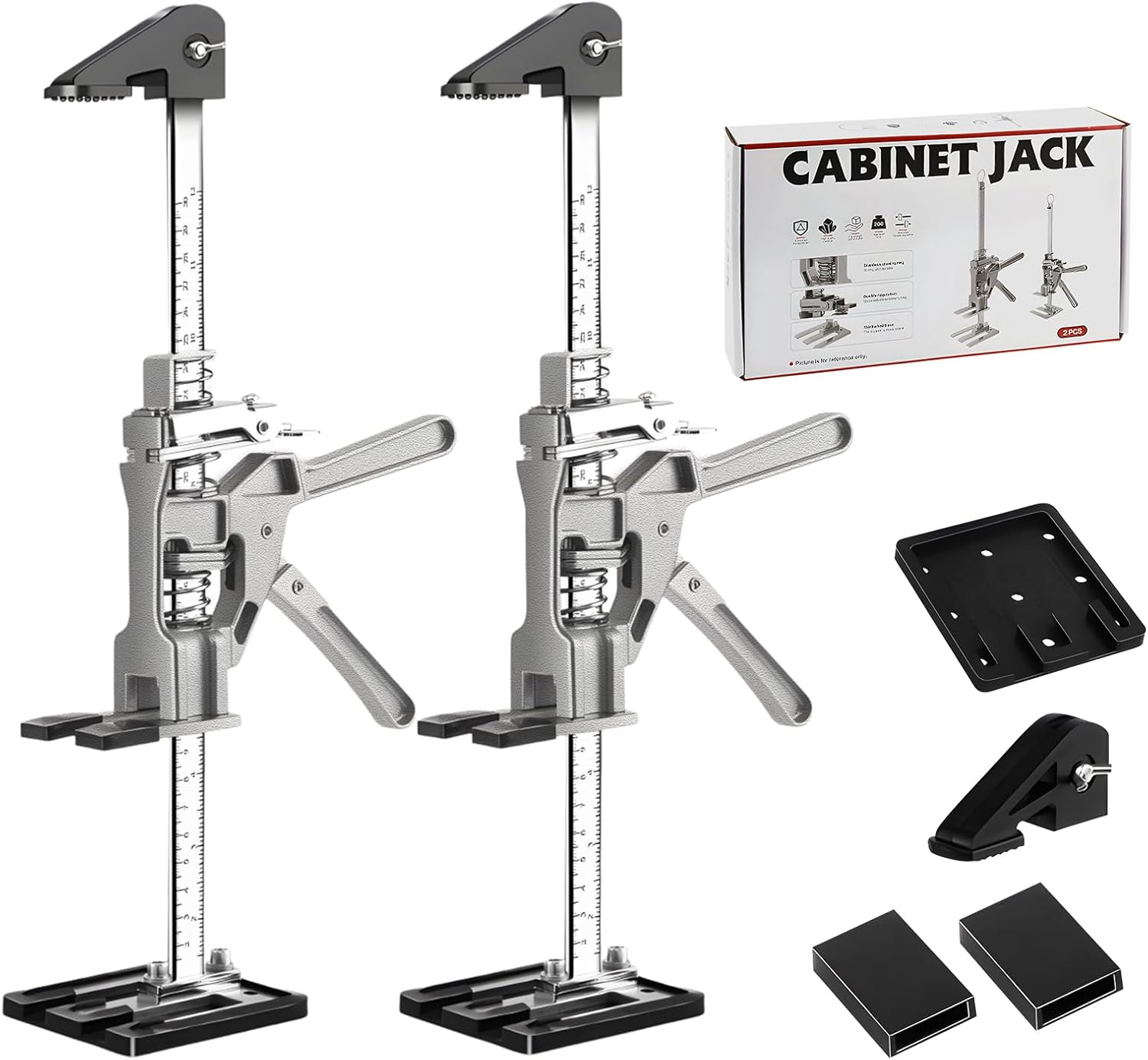 Ensemble De 2 Dispositifs De Levage À Économie D'Énergie – Hauteur : 39 Cm – Dispositif De Levage Avec Échelle Et Fonction De Descente En Douceur – Dispositif De Montage Pour Le Levage Et L'Alignement